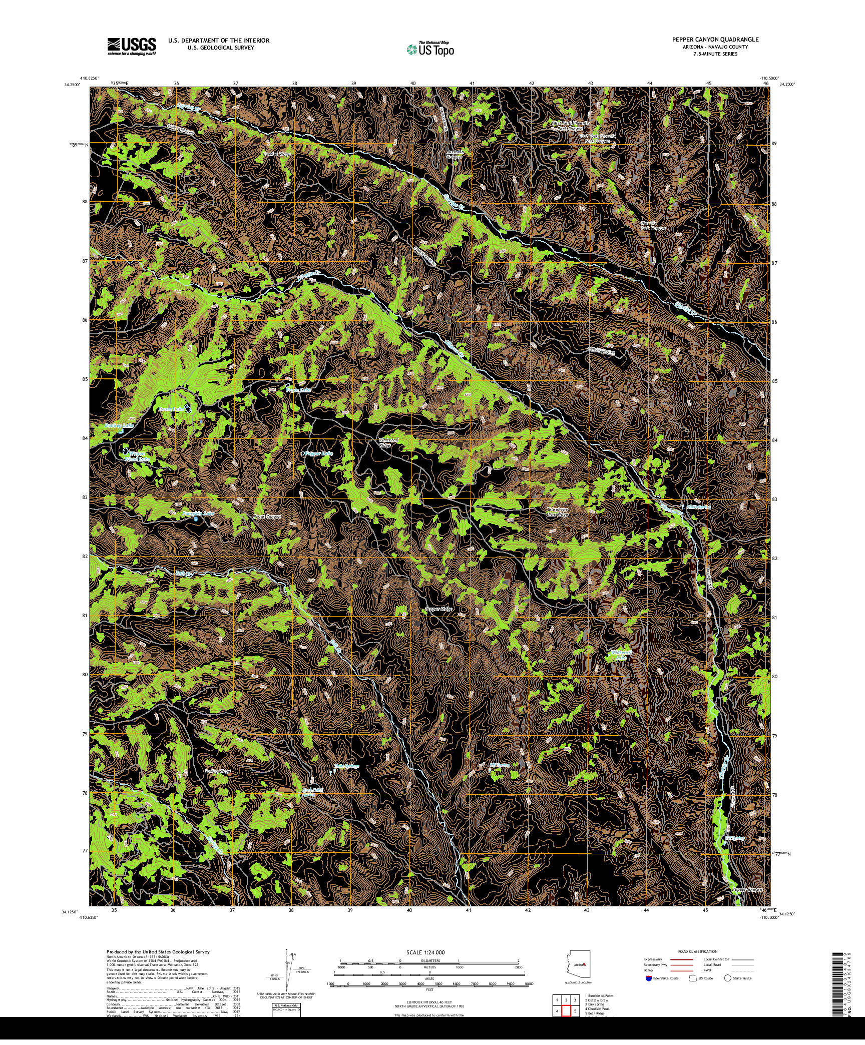 USGS US TOPO 7.5-MINUTE MAP FOR PEPPER CANYON, AZ 2018