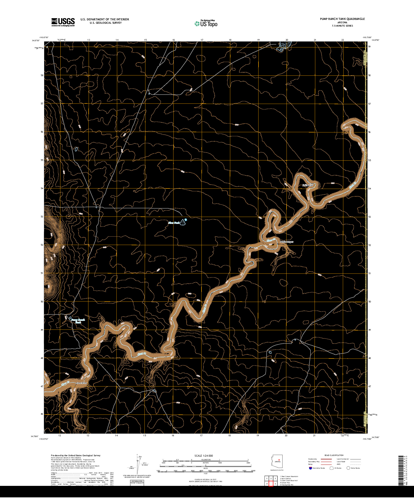 USGS US TOPO 7.5-MINUTE MAP FOR PUMP RANCH TANK, AZ 2018