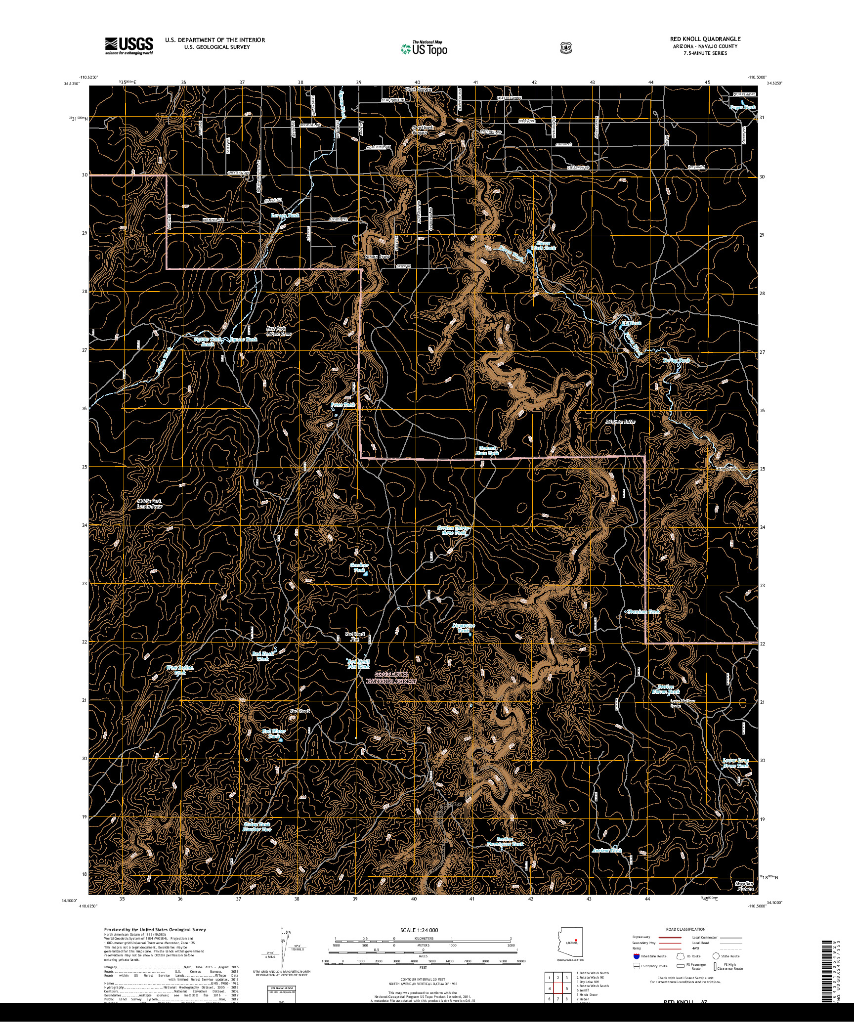 USGS US TOPO 7.5-MINUTE MAP FOR RED KNOLL, AZ 2018