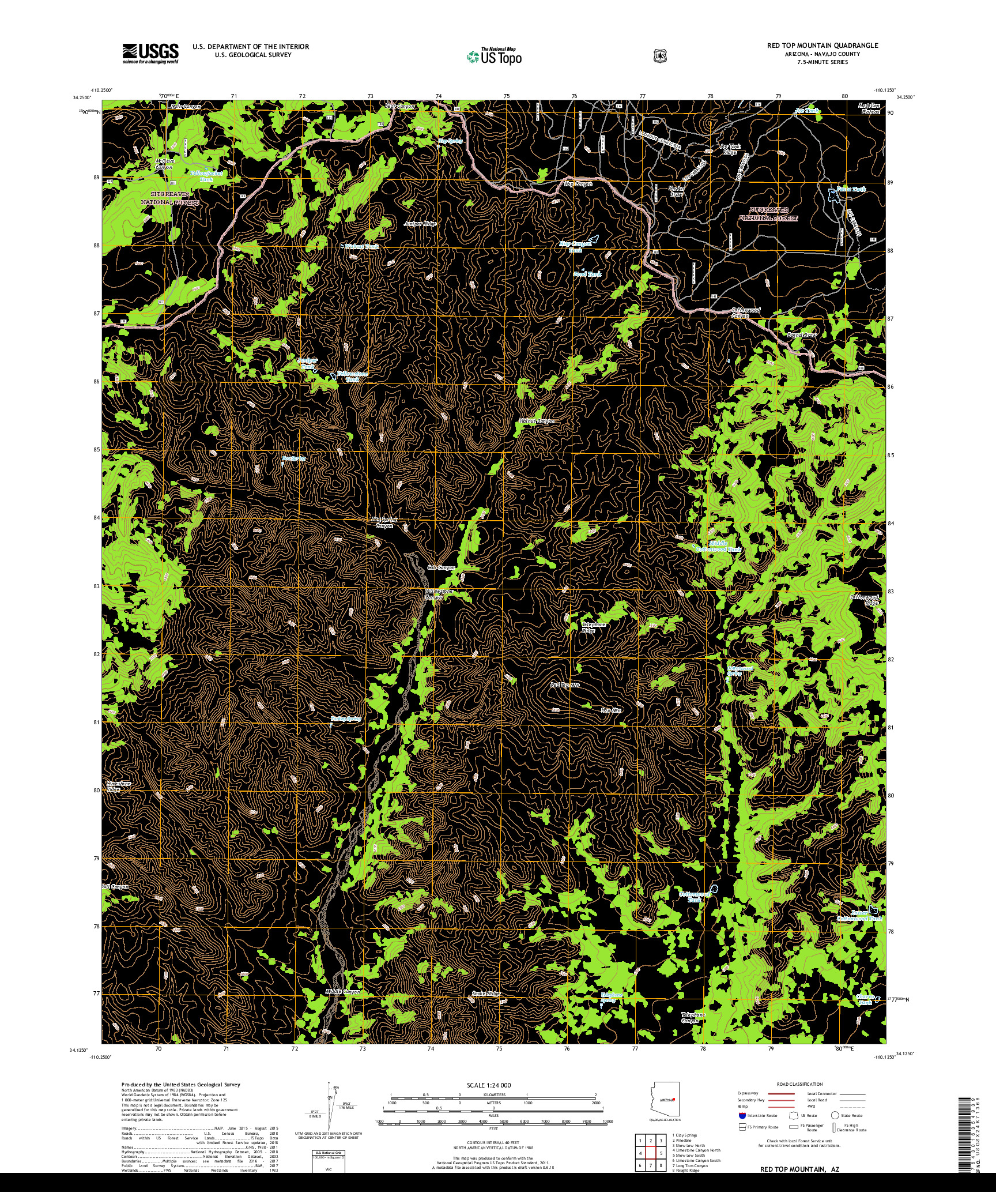 USGS US TOPO 7.5-MINUTE MAP FOR RED TOP MOUNTAIN, AZ 2018