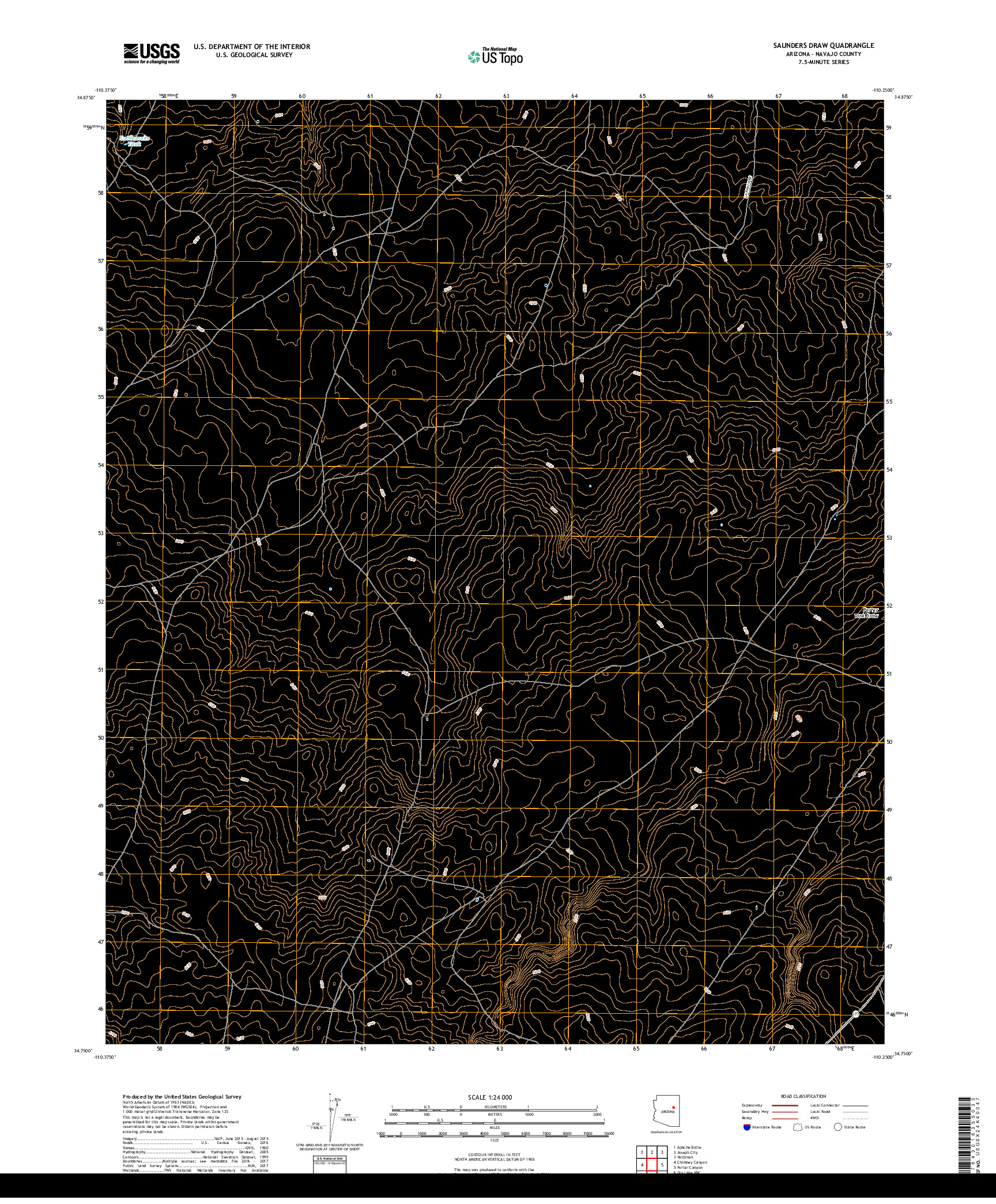 USGS US TOPO 7.5-MINUTE MAP FOR SAUNDERS DRAW, AZ 2018