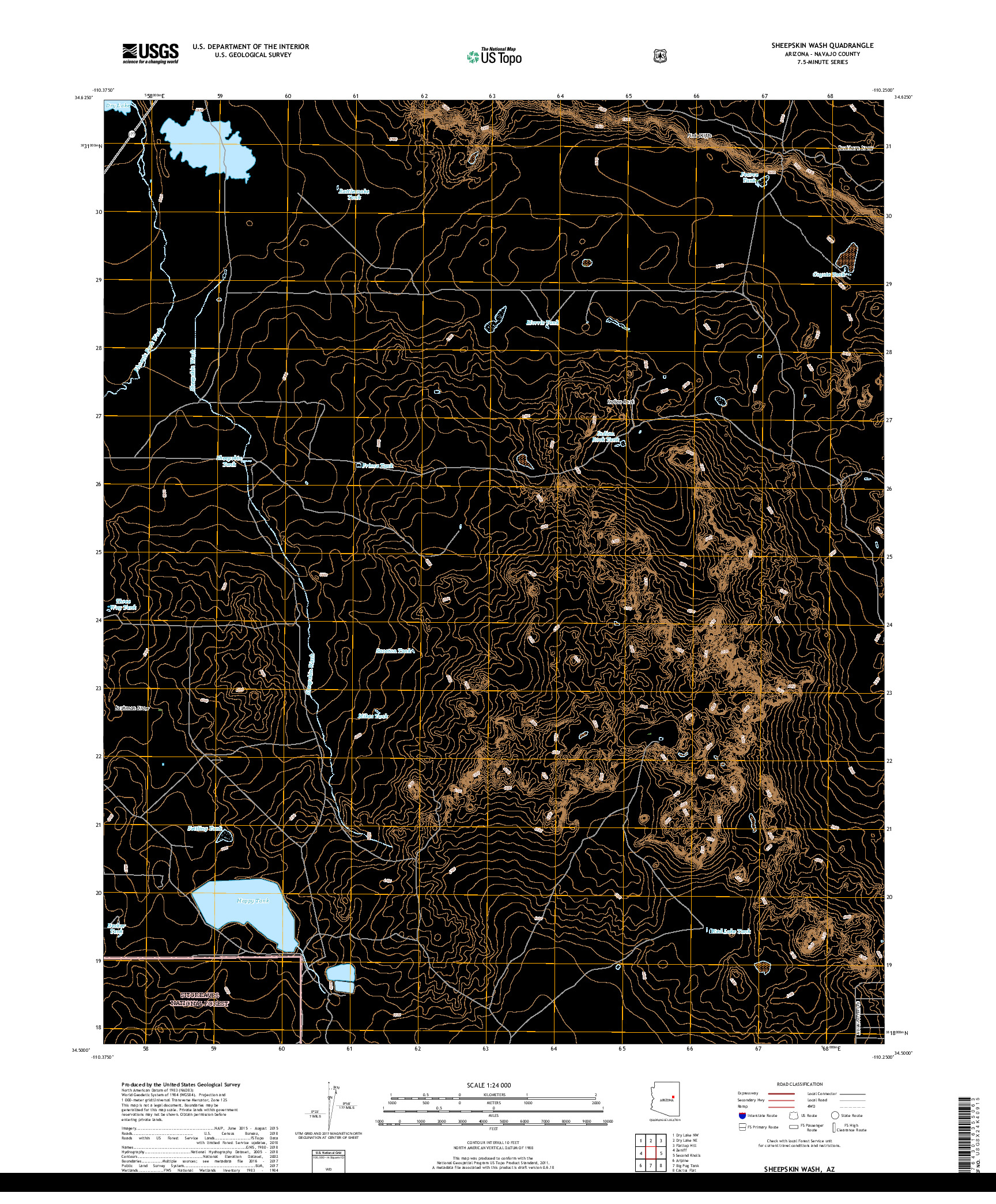 USGS US TOPO 7.5-MINUTE MAP FOR SHEEPSKIN WASH, AZ 2018