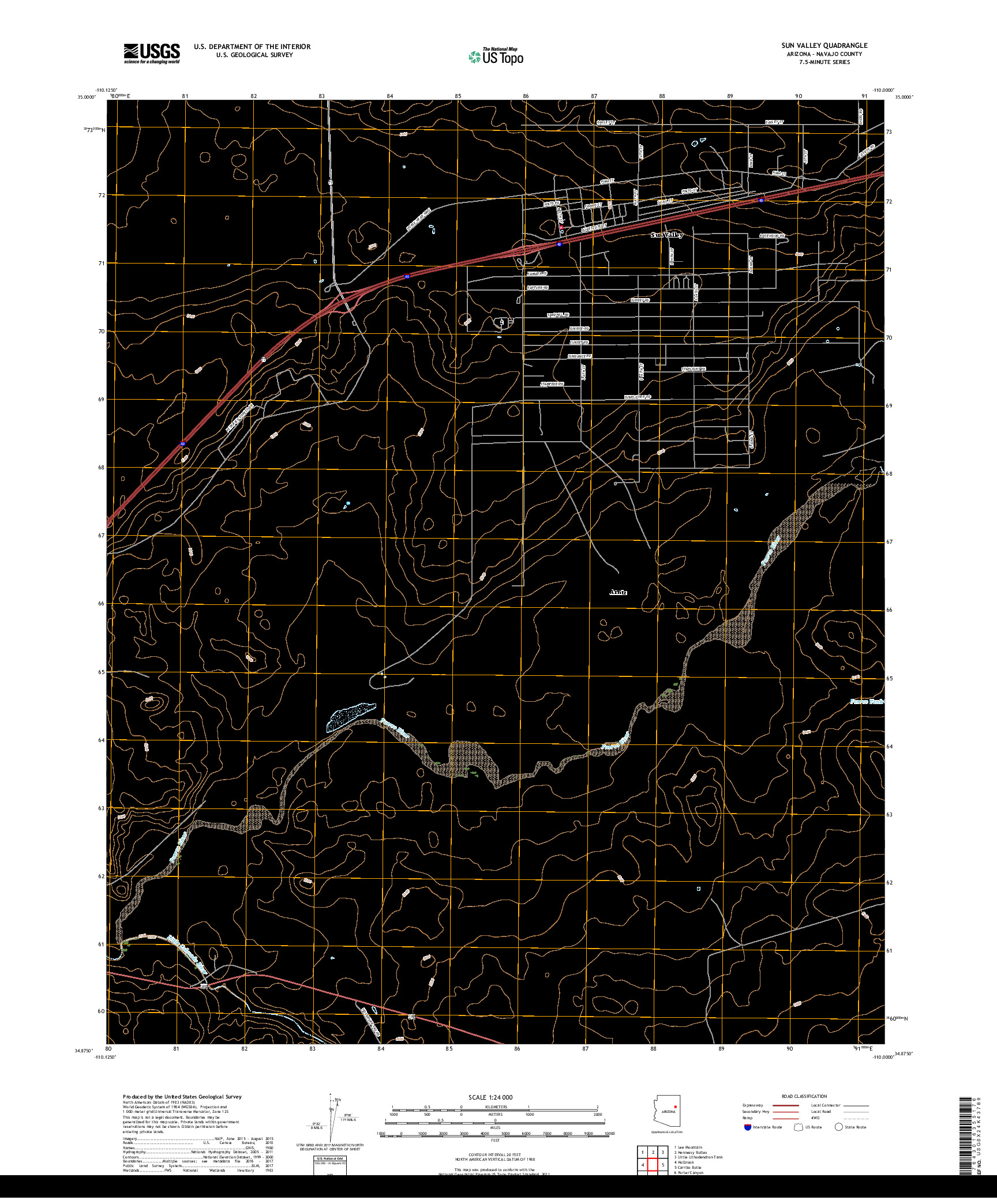 USGS US TOPO 7.5-MINUTE MAP FOR SUN VALLEY, AZ 2018