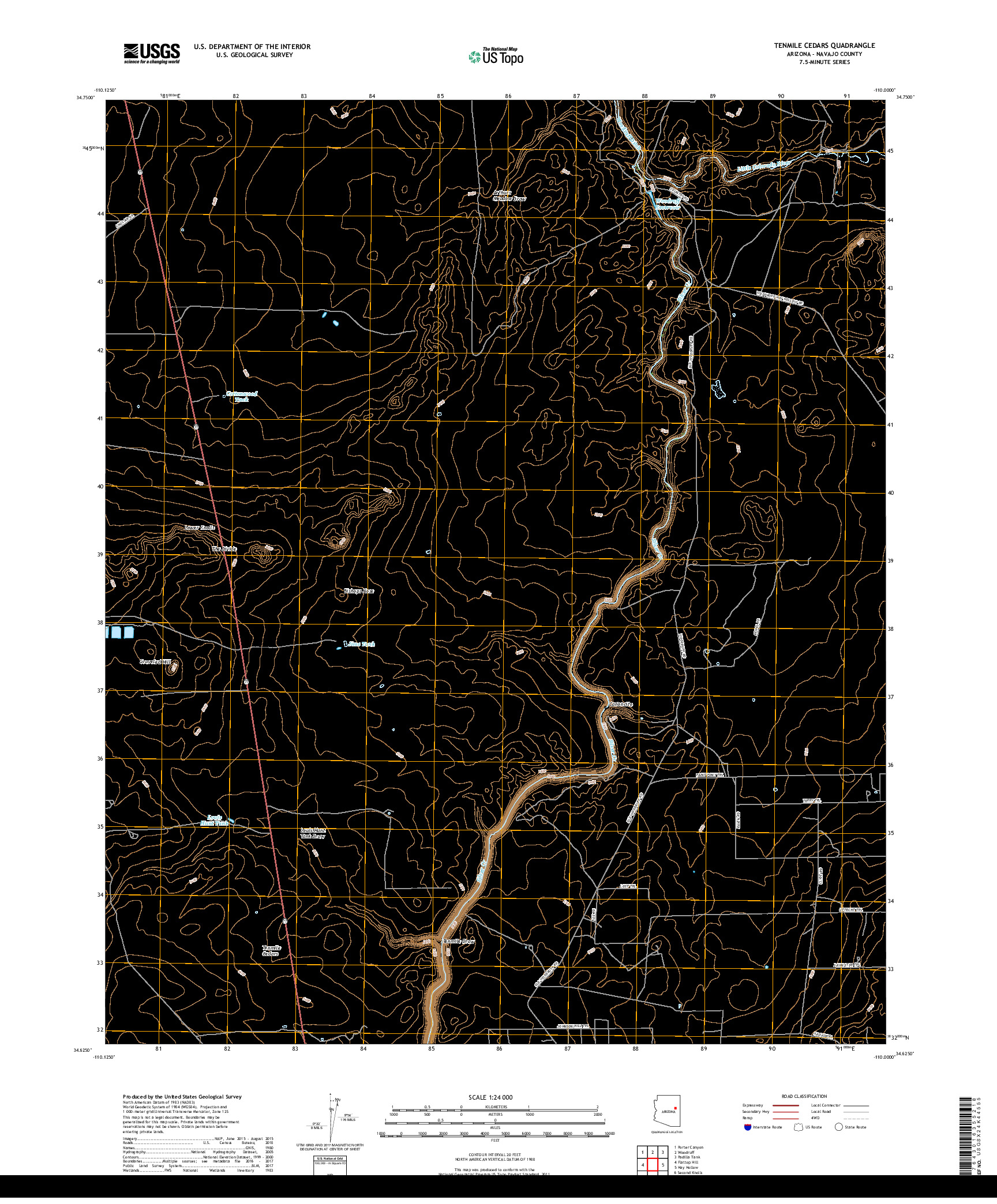 USGS US TOPO 7.5-MINUTE MAP FOR TENMILE CEDARS, AZ 2018