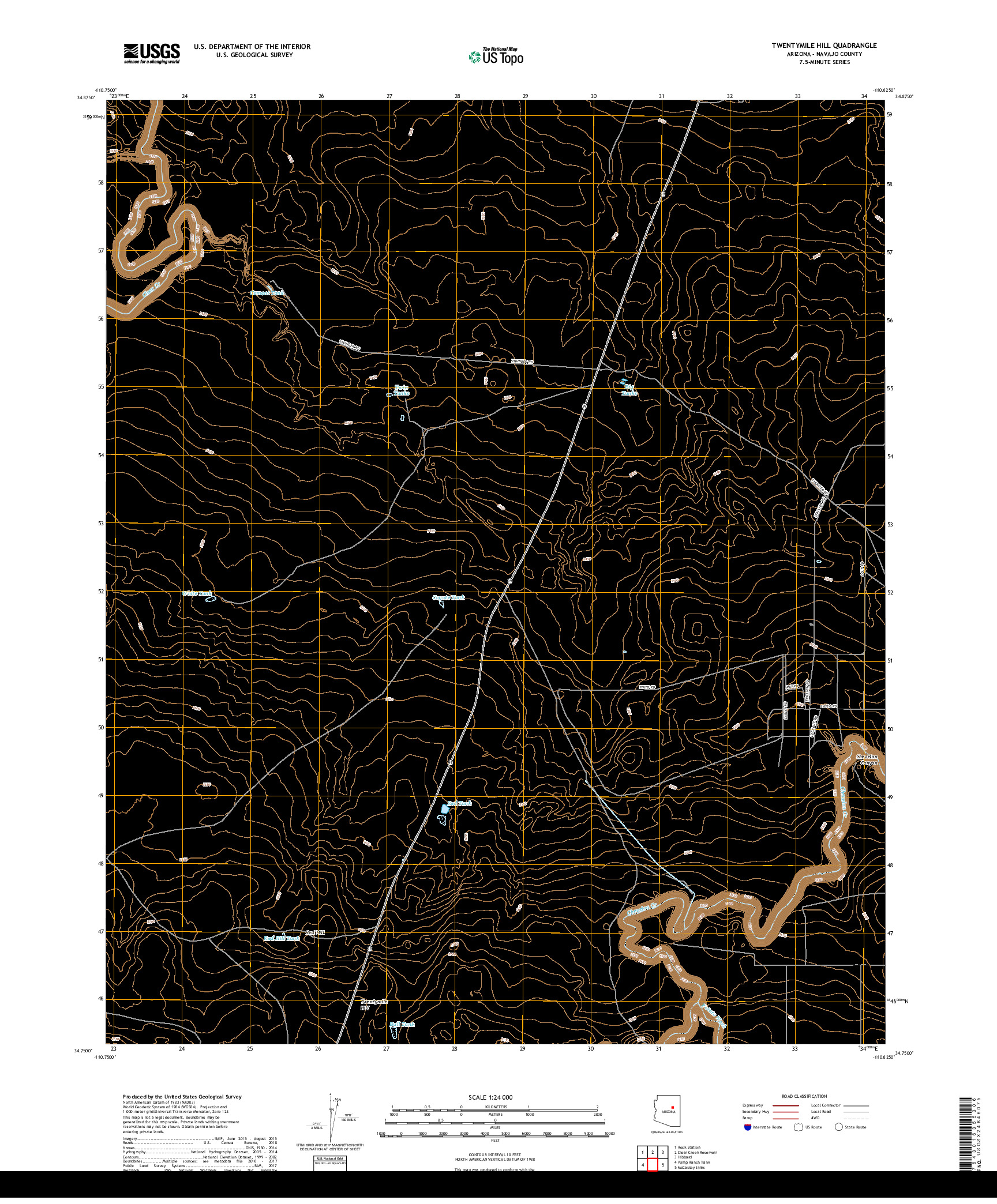 USGS US TOPO 7.5-MINUTE MAP FOR TWENTYMILE HILL, AZ 2018