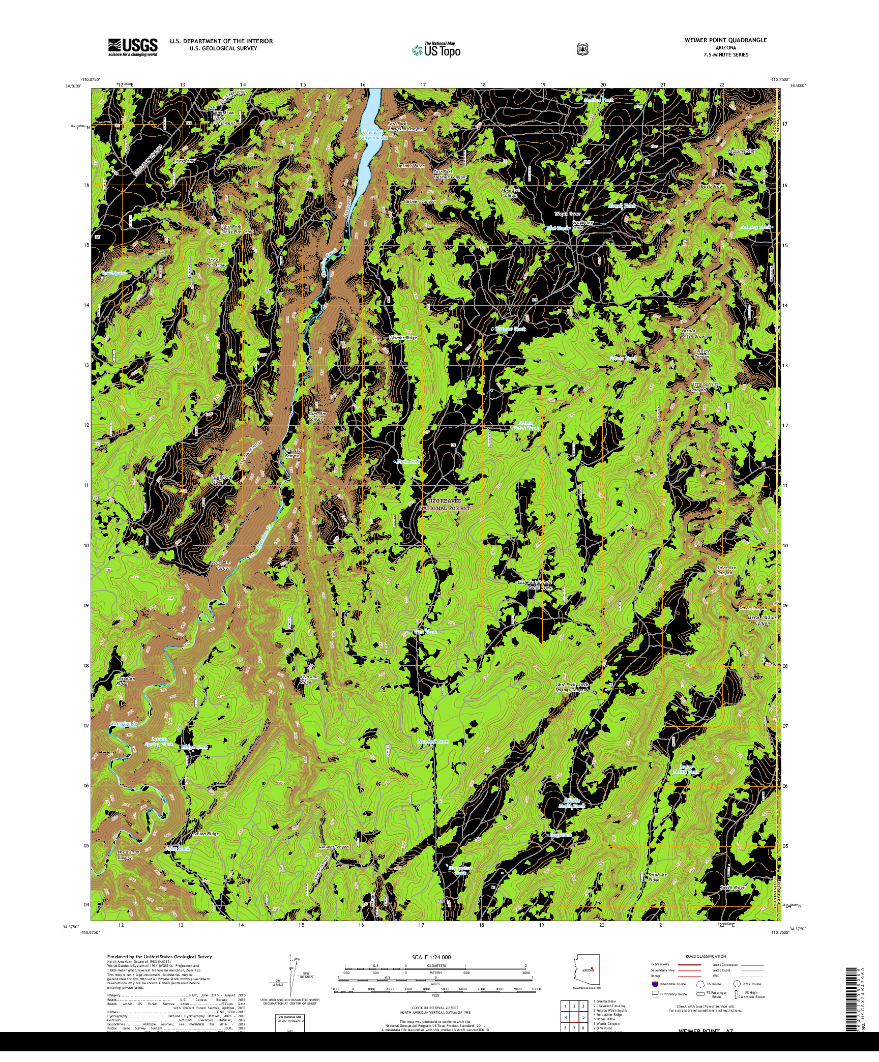 USGS US TOPO 7.5-MINUTE MAP FOR WEIMER POINT, AZ 2018