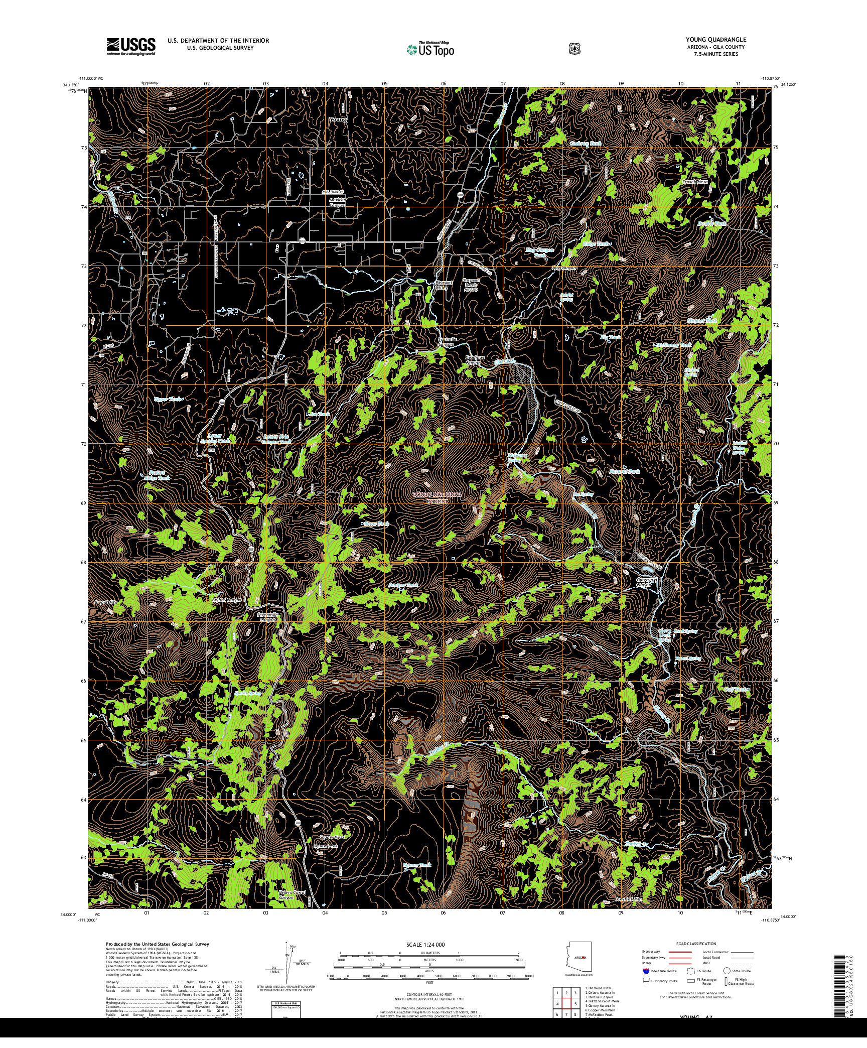 USGS US TOPO 7.5-MINUTE MAP FOR YOUNG, AZ 2018