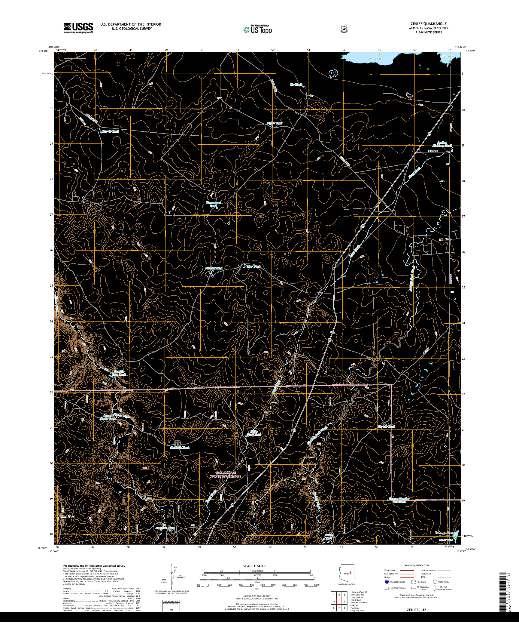 USGS US TOPO 7.5-MINUTE MAP FOR ZENIFF, AZ 2018