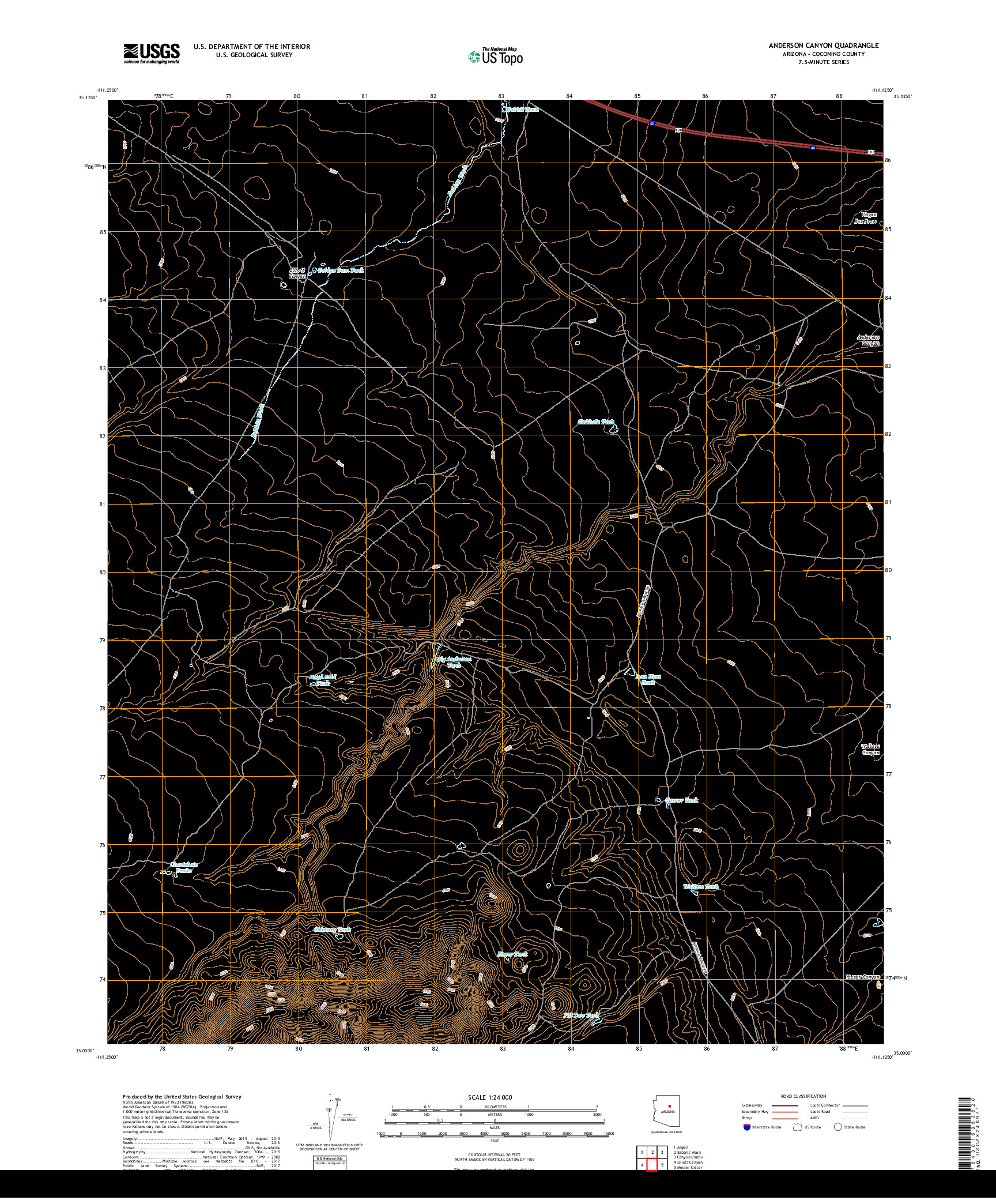 USGS US TOPO 7.5-MINUTE MAP FOR ANDERSON CANYON, AZ 2018