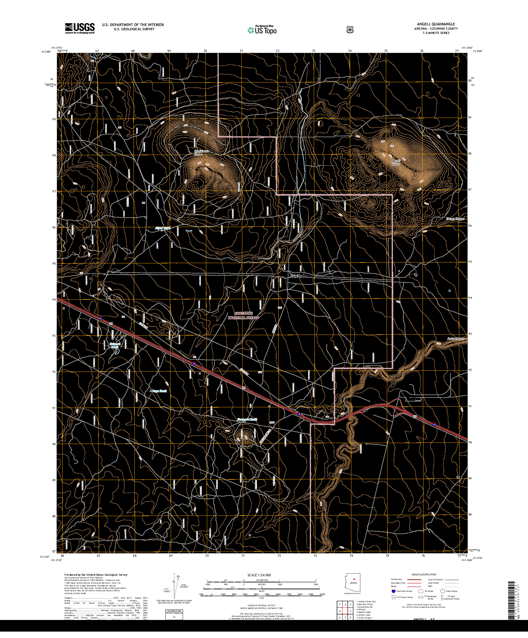 USGS US TOPO 7.5-MINUTE MAP FOR ANGELL, AZ 2018