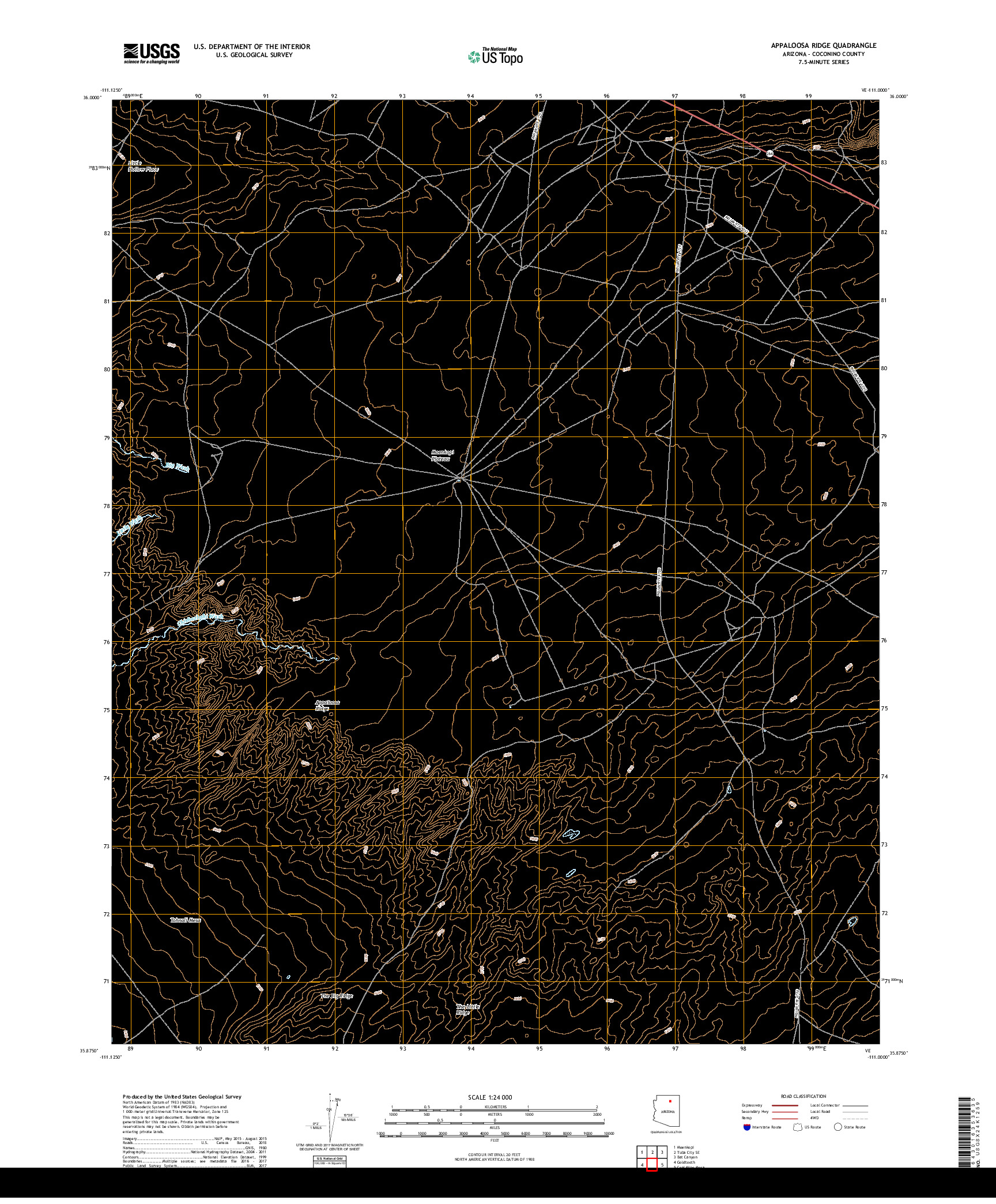 USGS US TOPO 7.5-MINUTE MAP FOR APPALOOSA RIDGE, AZ 2018