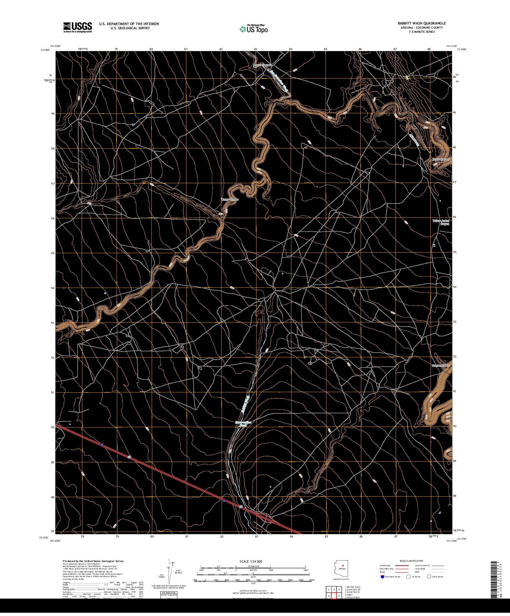 USGS US TOPO 7.5-MINUTE MAP FOR BABBITT WASH, AZ 2018