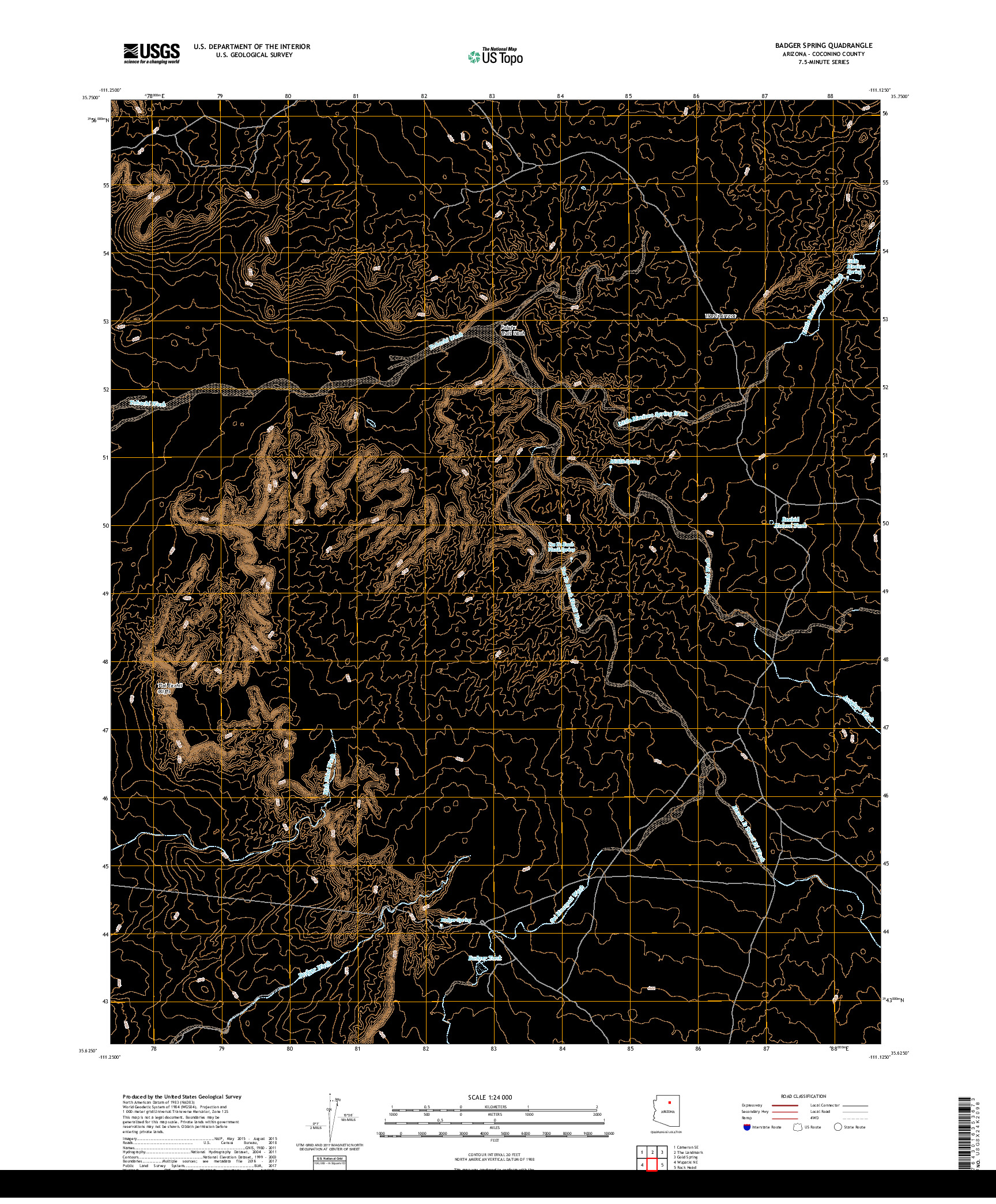 USGS US TOPO 7.5-MINUTE MAP FOR BADGER SPRING, AZ 2018