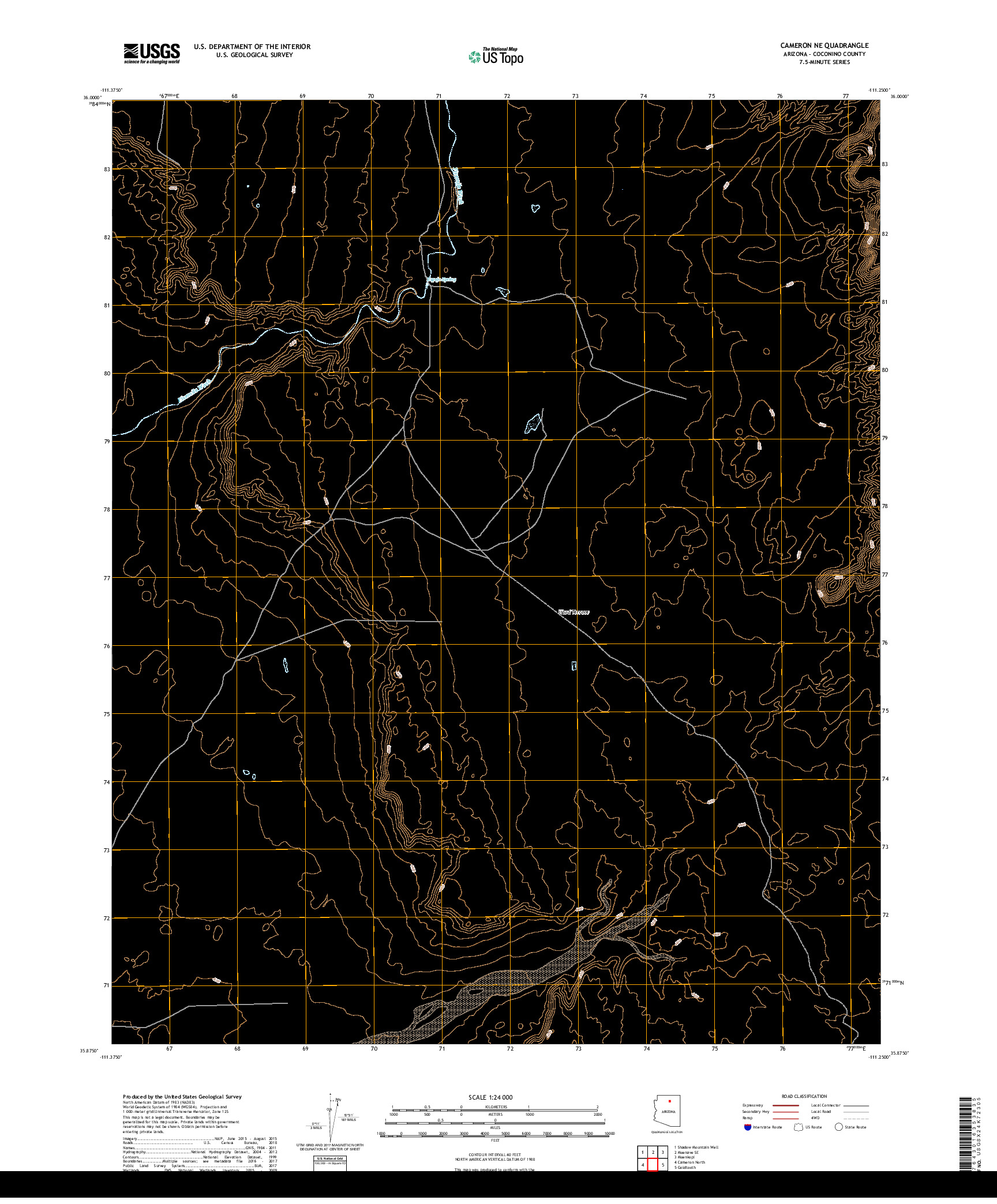 USGS US TOPO 7.5-MINUTE MAP FOR CAMERON NE, AZ 2018