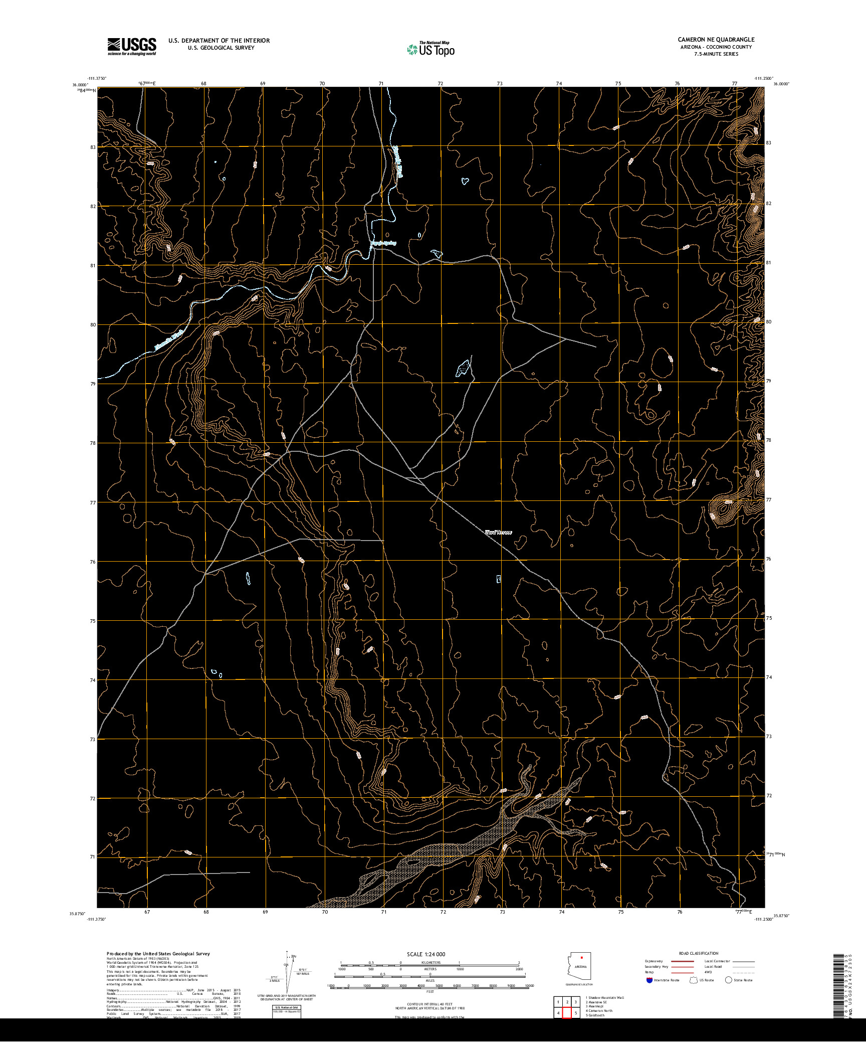 USGS US TOPO 7.5-MINUTE MAP FOR CAMERON NE, AZ 2018
