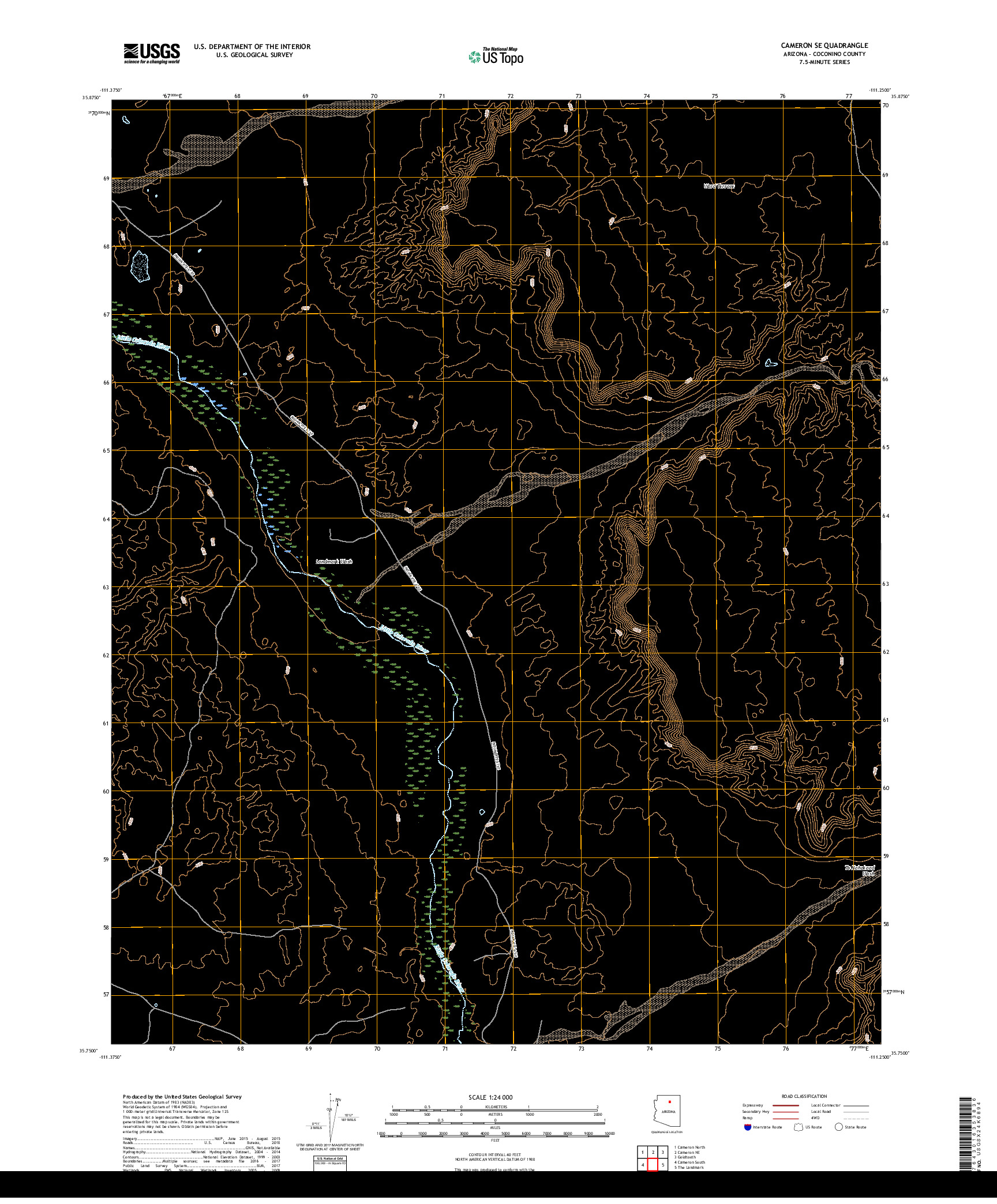 USGS US TOPO 7.5-MINUTE MAP FOR CAMERON SE, AZ 2018