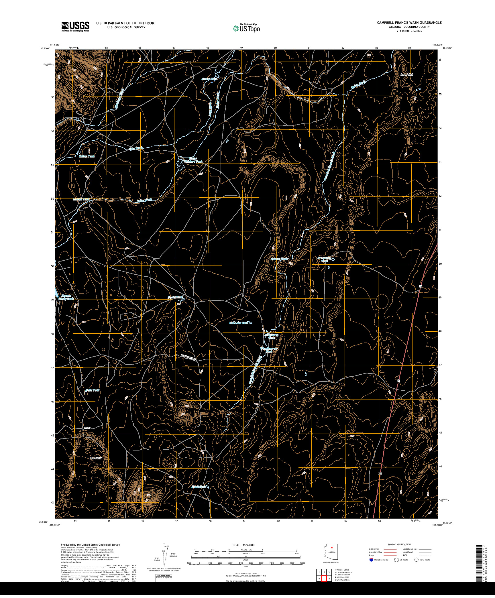 USGS US TOPO 7.5-MINUTE MAP FOR CAMPBELL FRANCIS WASH, AZ 2018