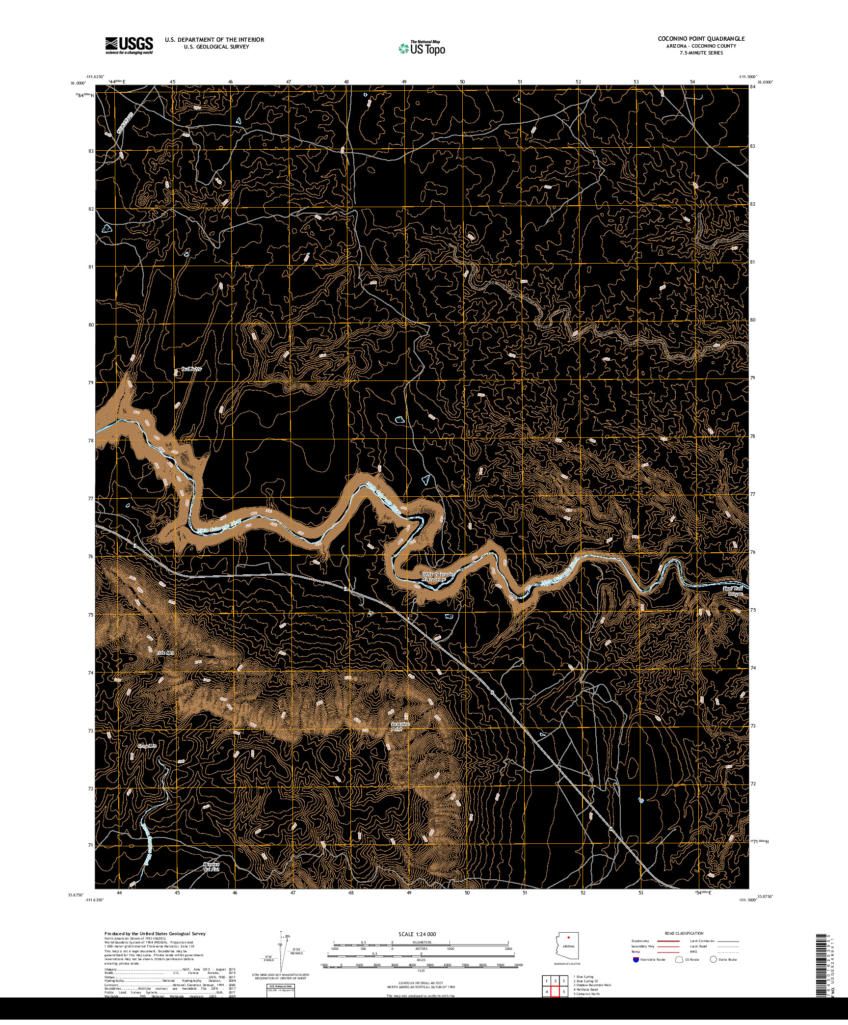 USGS US TOPO 7.5-MINUTE MAP FOR COCONINO POINT, AZ 2018