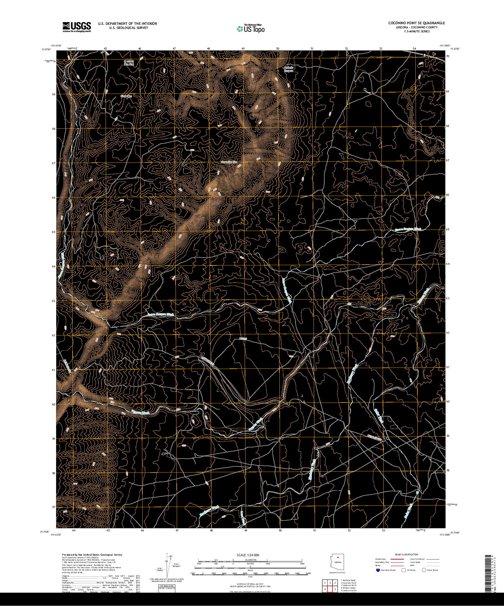 USGS US TOPO 7.5-MINUTE MAP FOR COCONINO POINT SE, AZ 2018