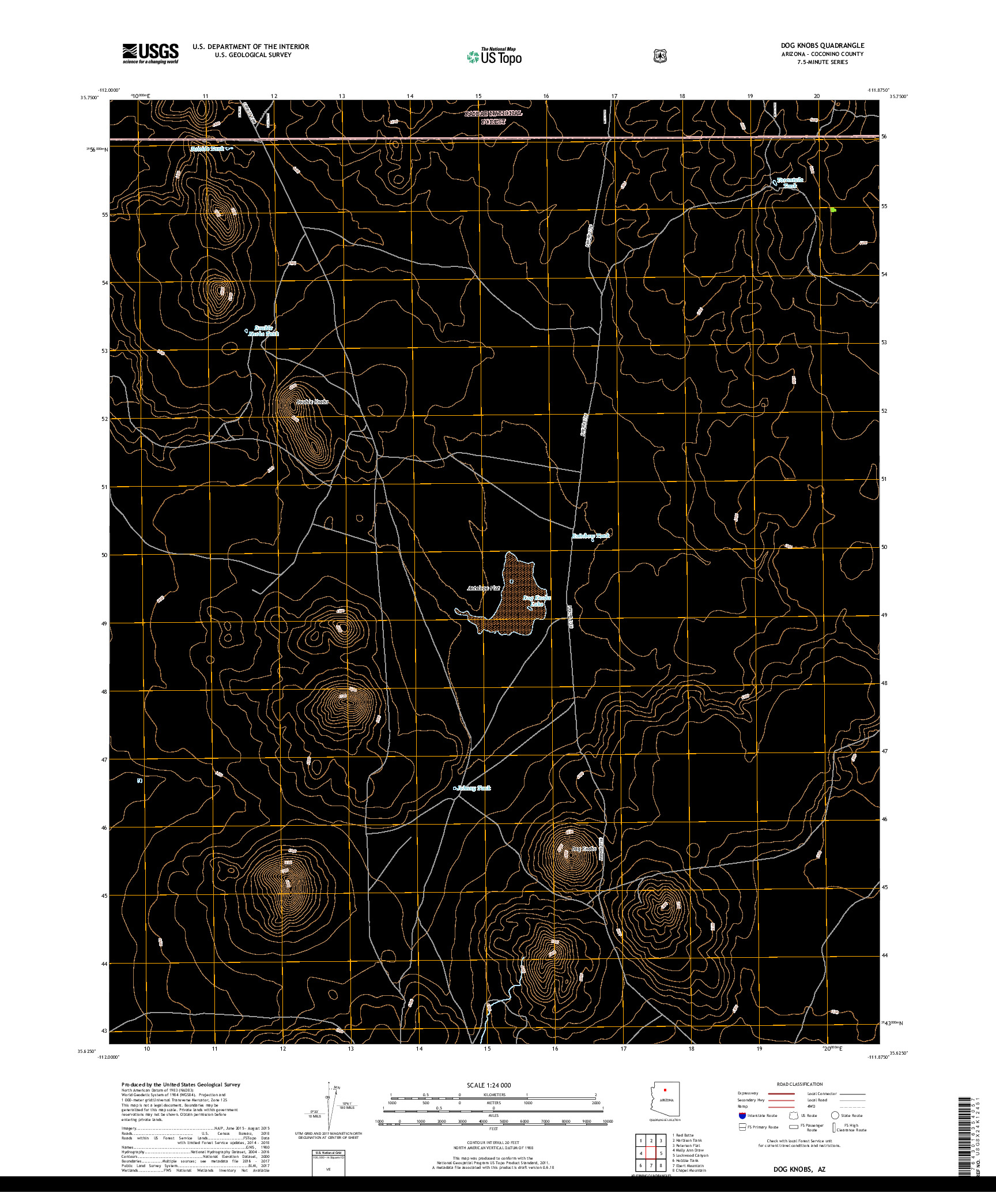 USGS US TOPO 7.5-MINUTE MAP FOR DOG KNOBS, AZ 2018