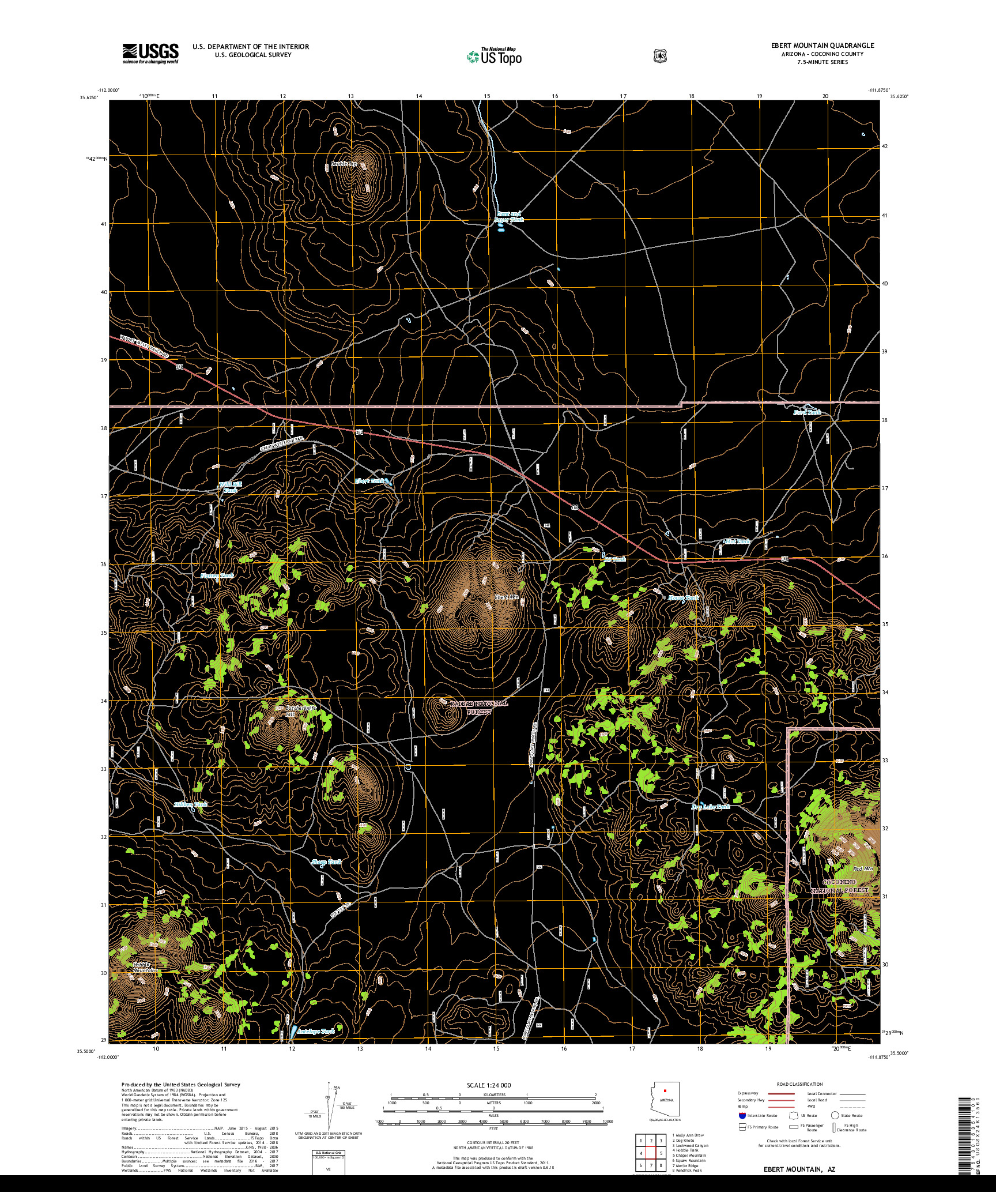 USGS US TOPO 7.5-MINUTE MAP FOR EBERT MOUNTAIN, AZ 2018