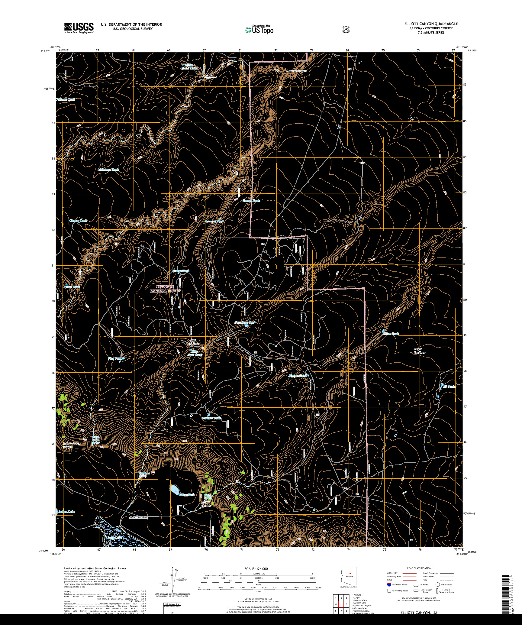 USGS US TOPO 7.5-MINUTE MAP FOR ELLIOTT CANYON, AZ 2018
