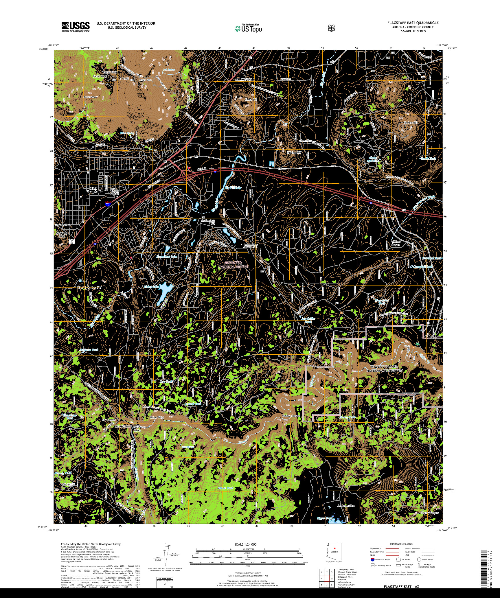 USGS US TOPO 7.5-MINUTE MAP FOR FLAGSTAFF EAST, AZ 2018