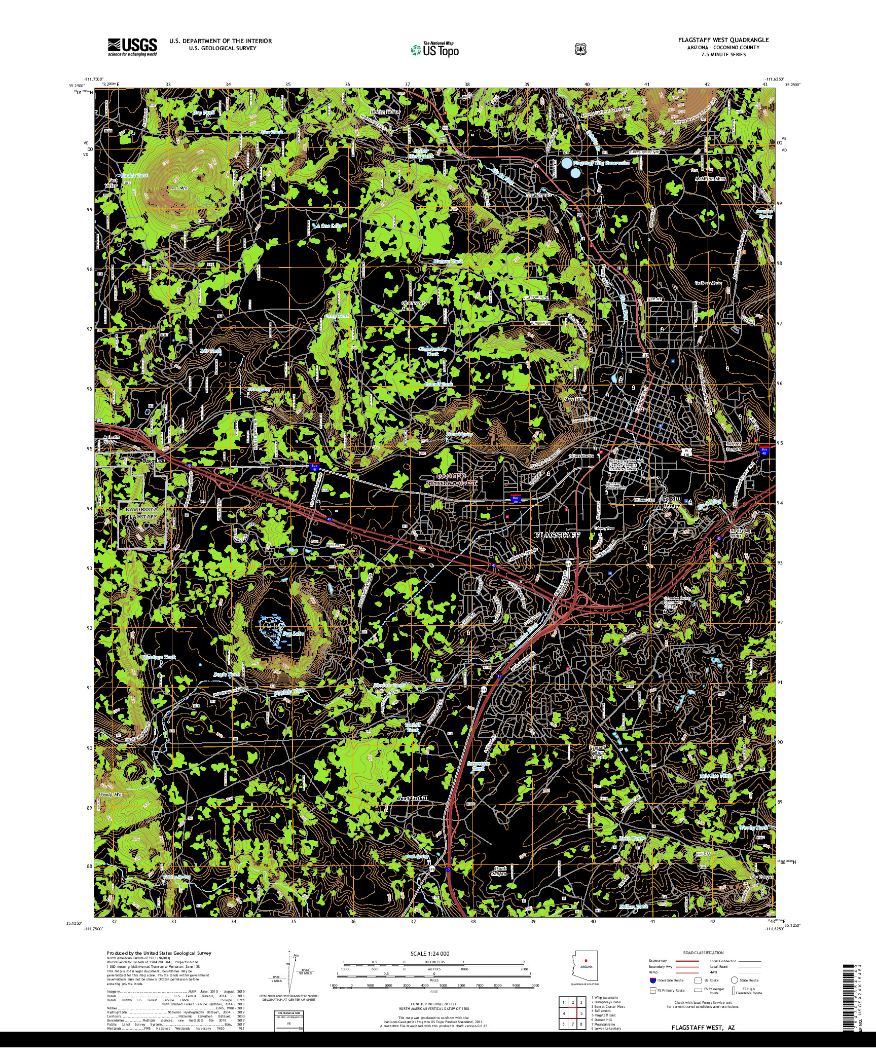 USGS US TOPO 7.5-MINUTE MAP FOR FLAGSTAFF WEST, AZ 2018