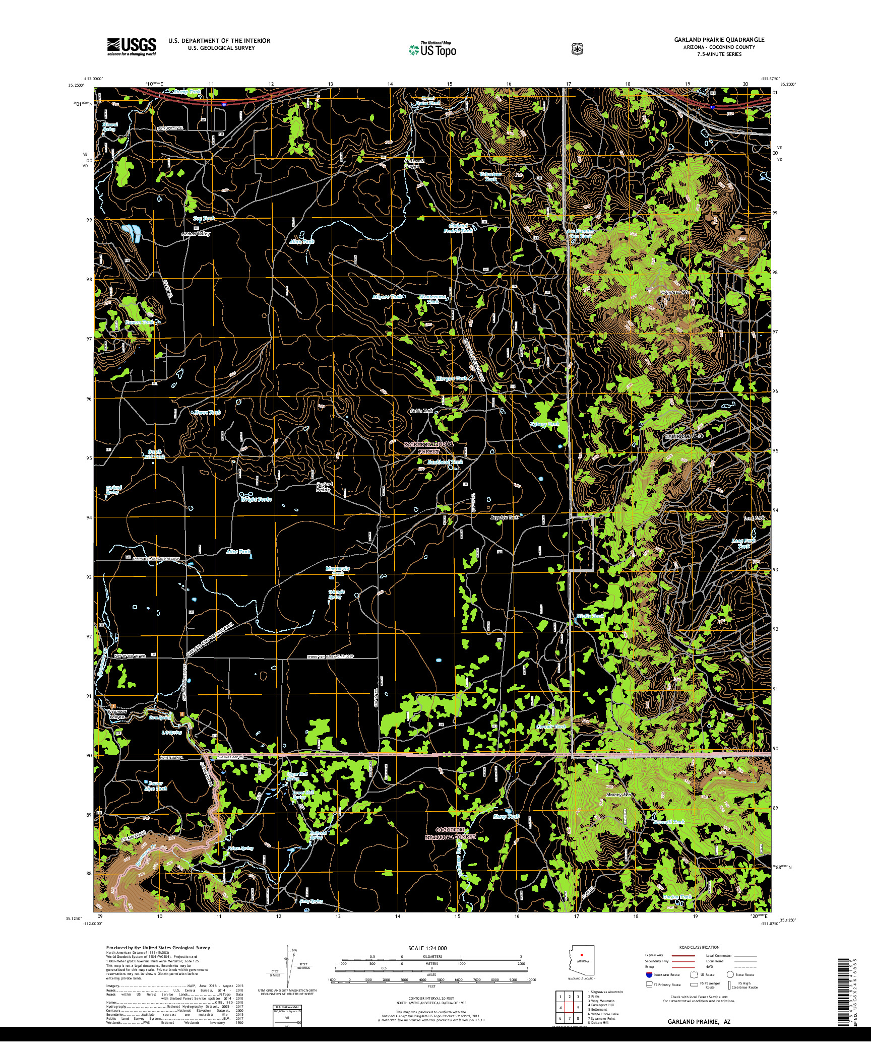 USGS US TOPO 7.5-MINUTE MAP FOR GARLAND PRAIRIE, AZ 2018