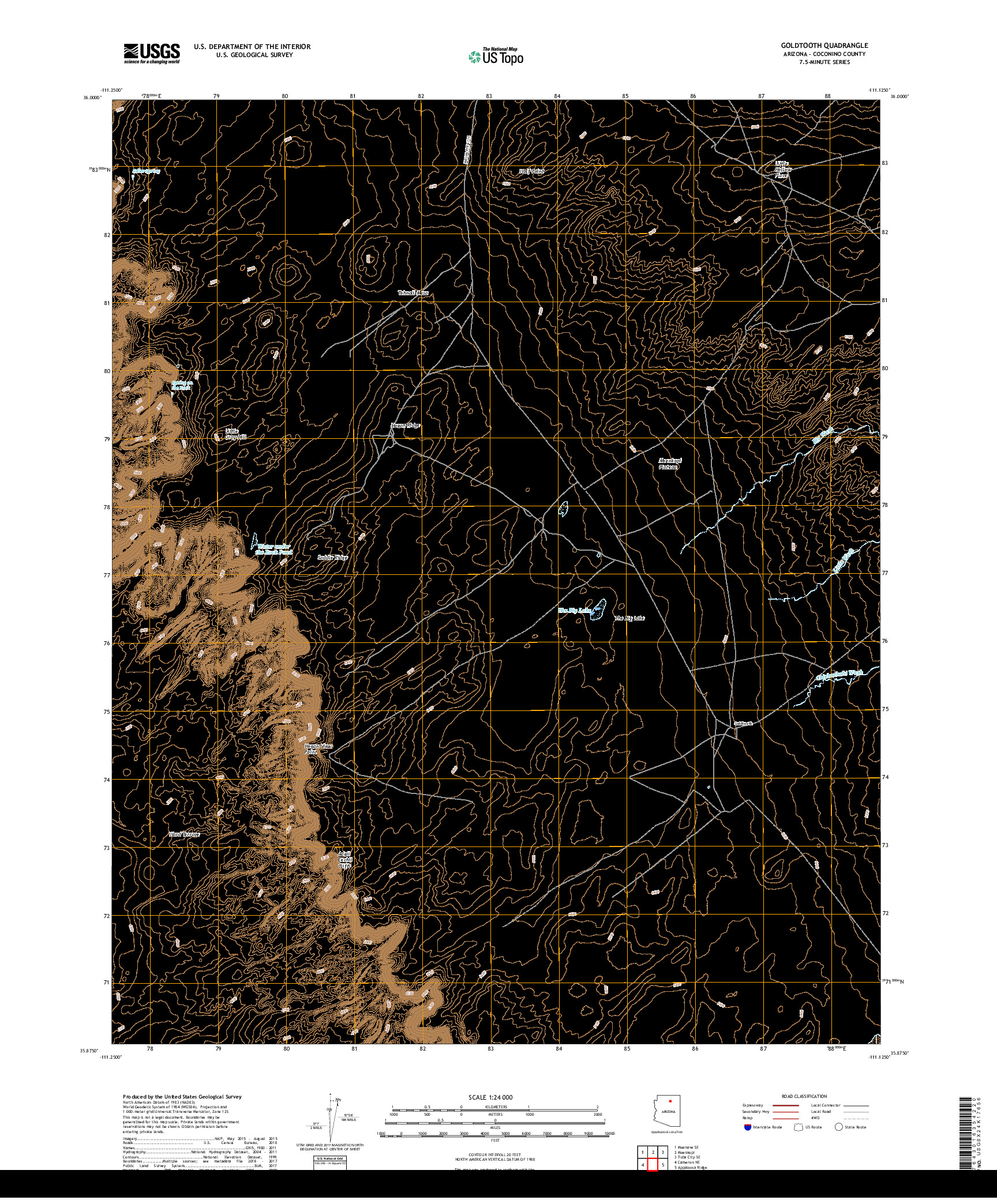 USGS US TOPO 7.5-MINUTE MAP FOR GOLDTOOTH, AZ 2018
