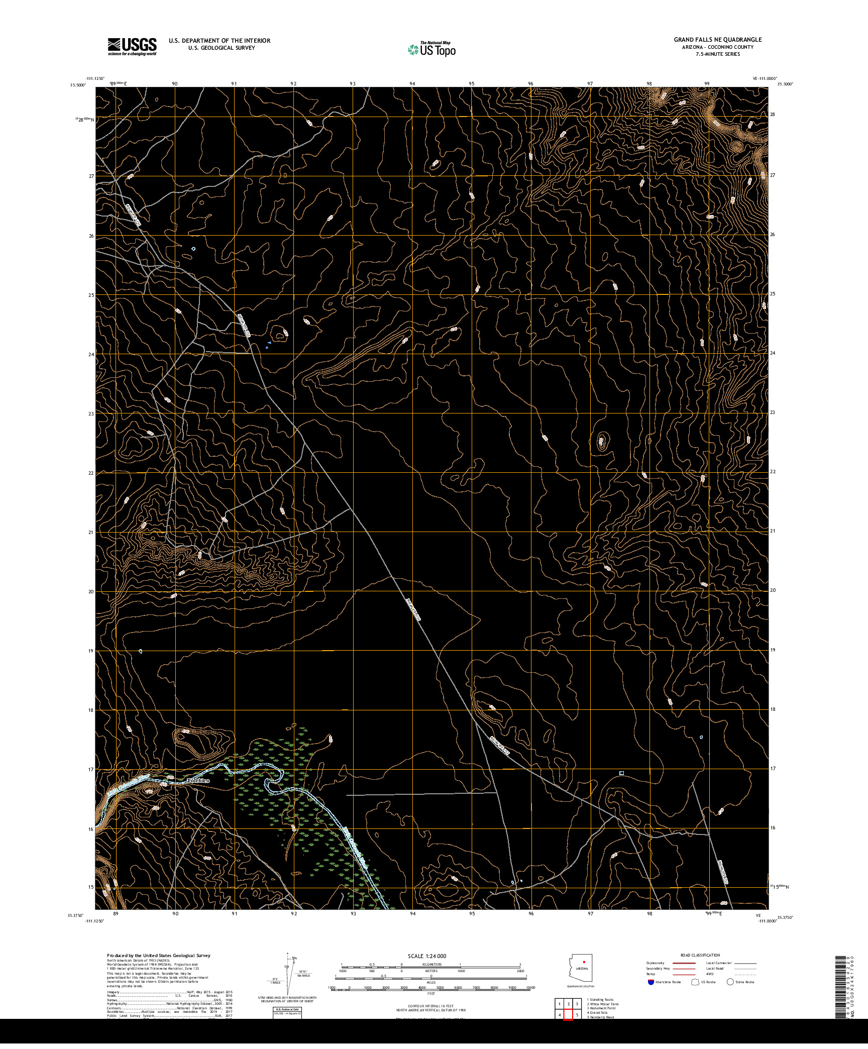 USGS US TOPO 7.5-MINUTE MAP FOR GRAND FALLS NE, AZ 2018