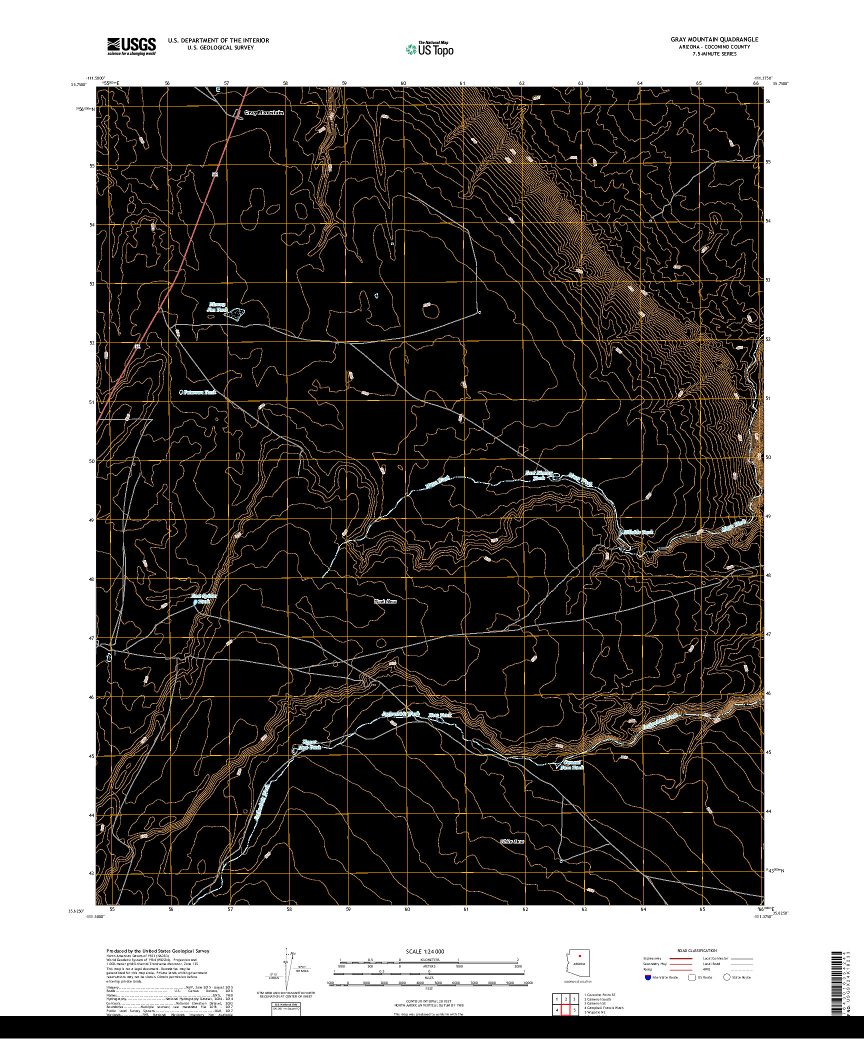 USGS US TOPO 7.5-MINUTE MAP FOR GRAY MOUNTAIN, AZ 2018