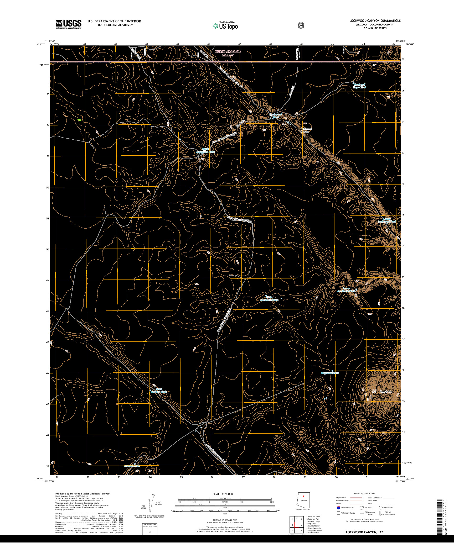 USGS US TOPO 7.5-MINUTE MAP FOR LOCKWOOD CANYON, AZ 2018