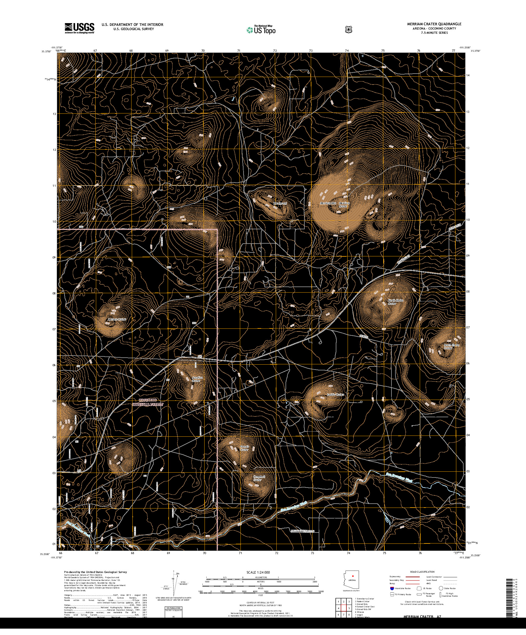 USGS US TOPO 7.5-MINUTE MAP FOR MERRIAM CRATER, AZ 2018