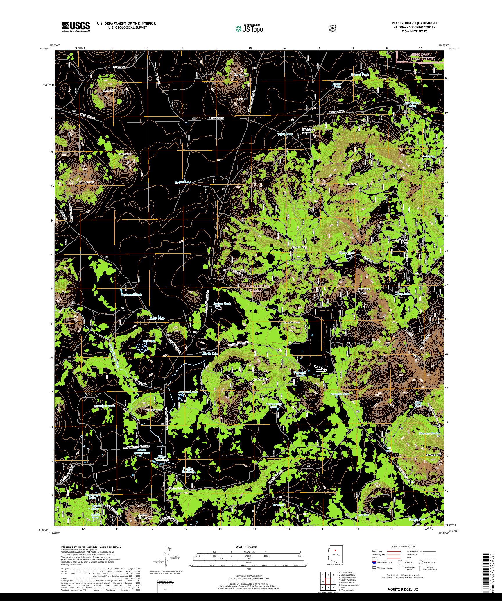 USGS US TOPO 7.5-MINUTE MAP FOR MORITZ RIDGE, AZ 2018