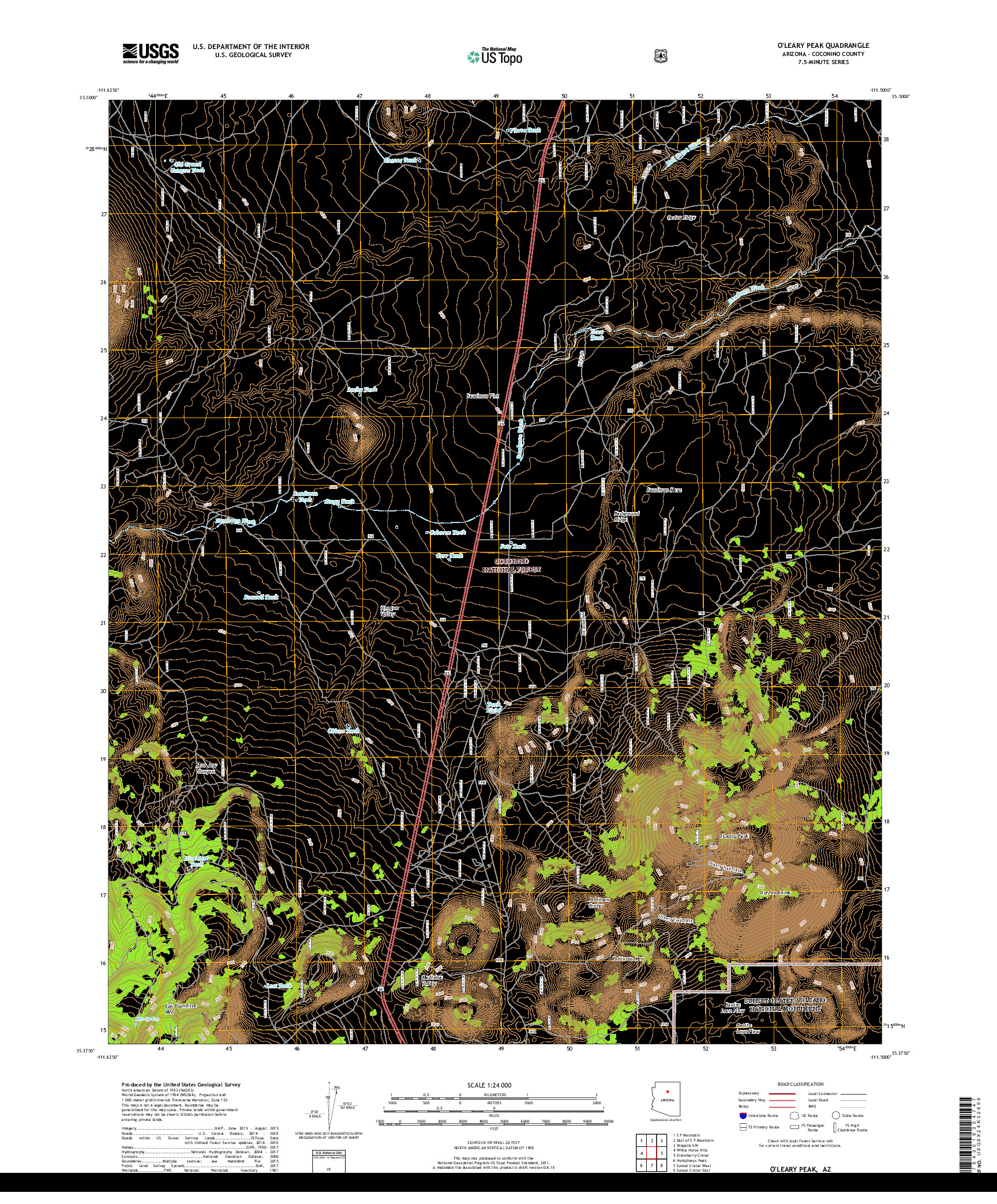 USGS US TOPO 7.5-MINUTE MAP FOR O'LEARY PEAK, AZ 2018