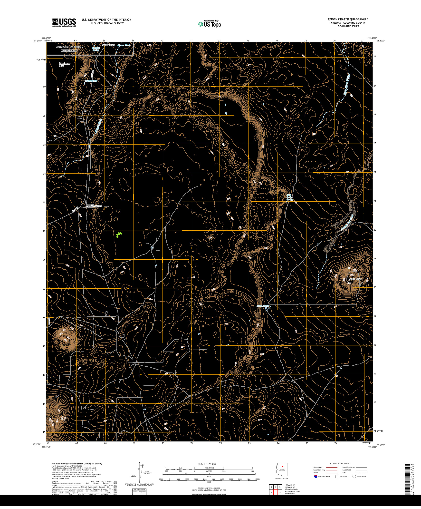 USGS US TOPO 7.5-MINUTE MAP FOR RODEN CRATER, AZ 2018