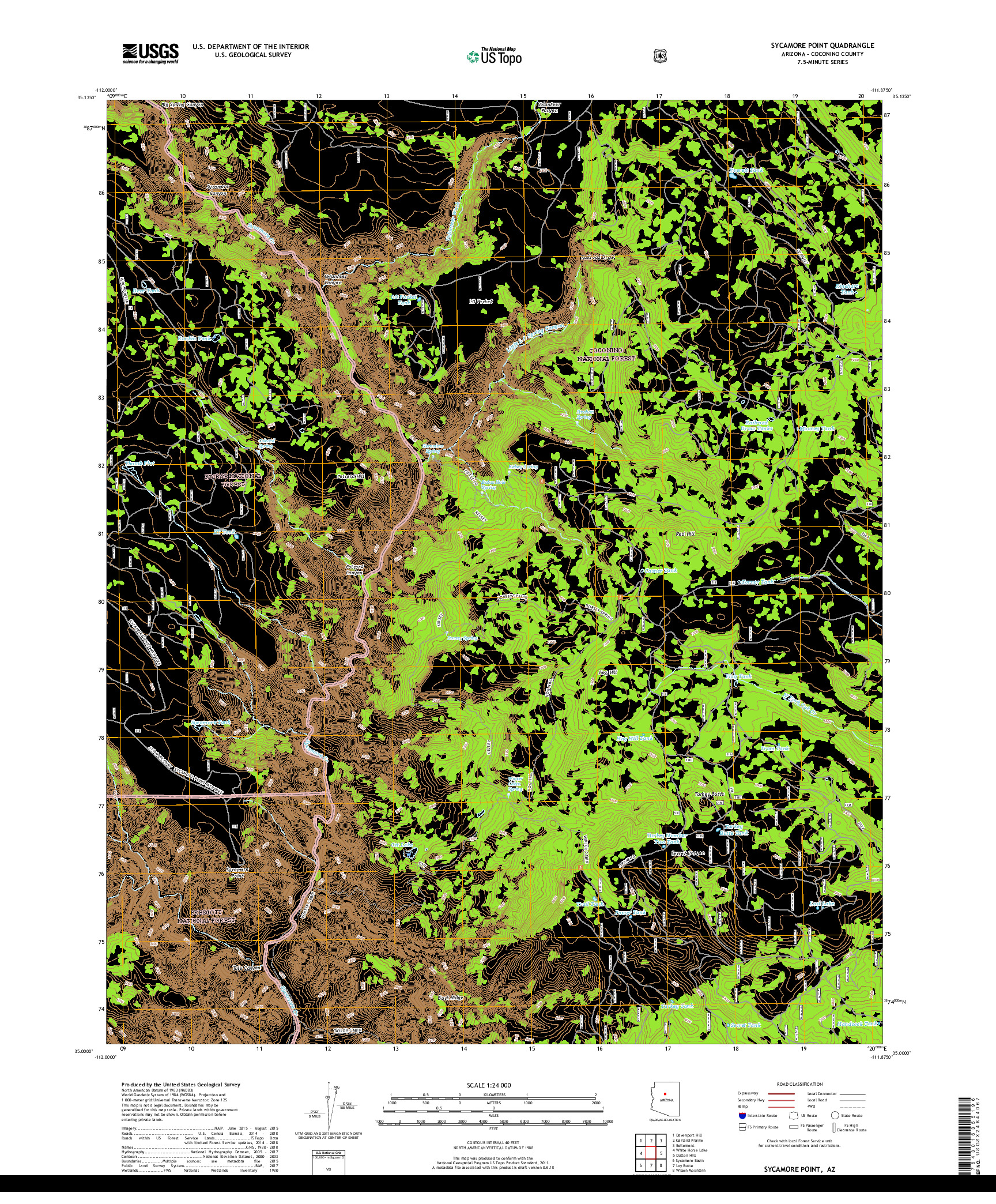 USGS US TOPO 7.5-MINUTE MAP FOR SYCAMORE POINT, AZ 2018