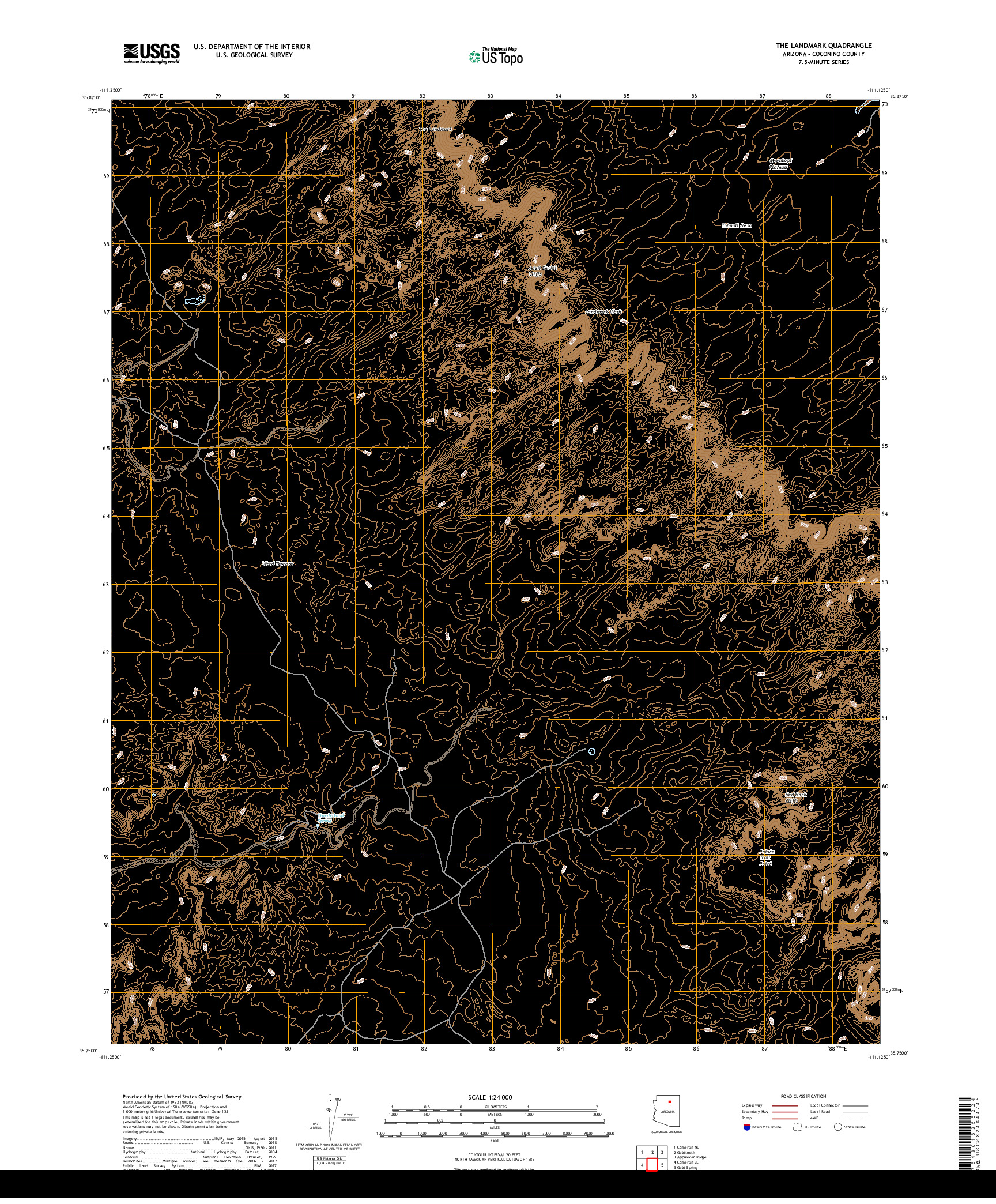 USGS US TOPO 7.5-MINUTE MAP FOR THE LANDMARK, AZ 2018