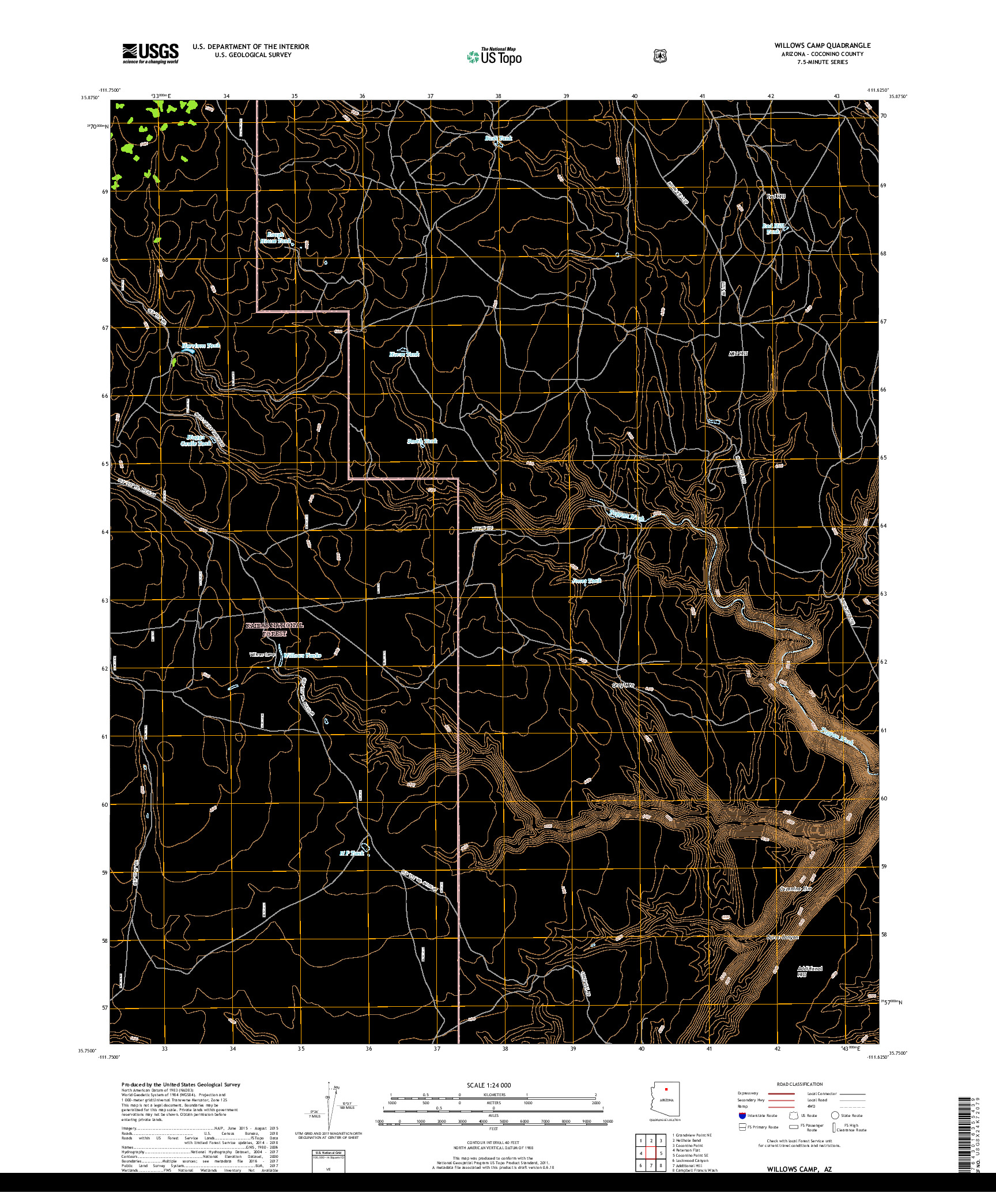 USGS US TOPO 7.5-MINUTE MAP FOR WILLOWS CAMP, AZ 2018