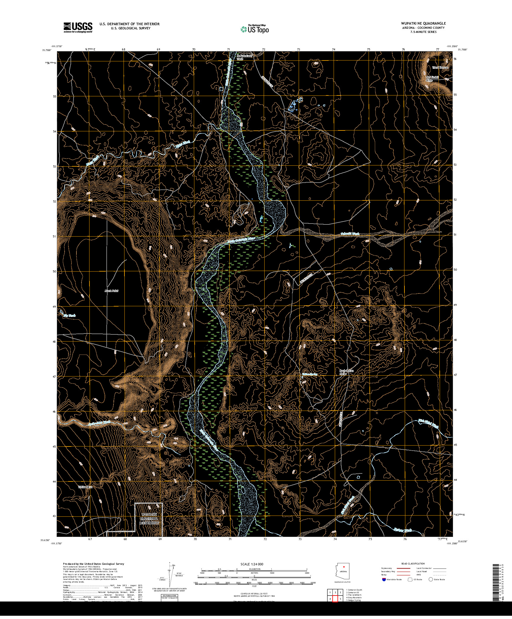 USGS US TOPO 7.5-MINUTE MAP FOR WUPATKI NE, AZ 2018