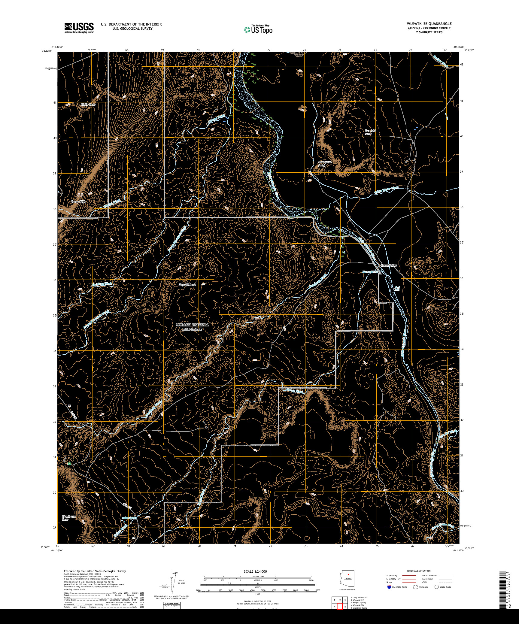 USGS US TOPO 7.5-MINUTE MAP FOR WUPATKI SE, AZ 2018