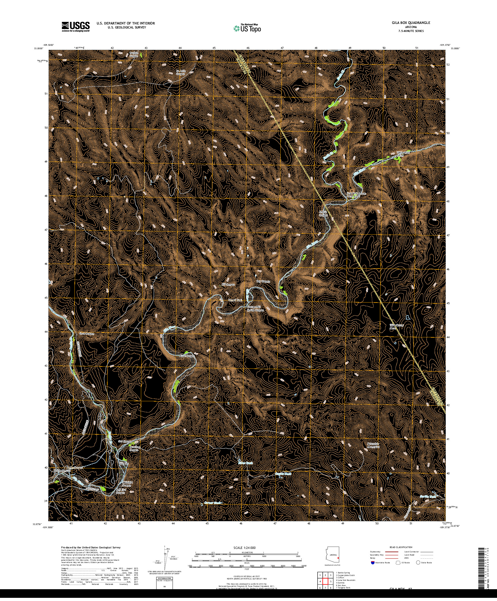 USGS US TOPO 7.5-MINUTE MAP FOR GILA BOX, AZ 2018