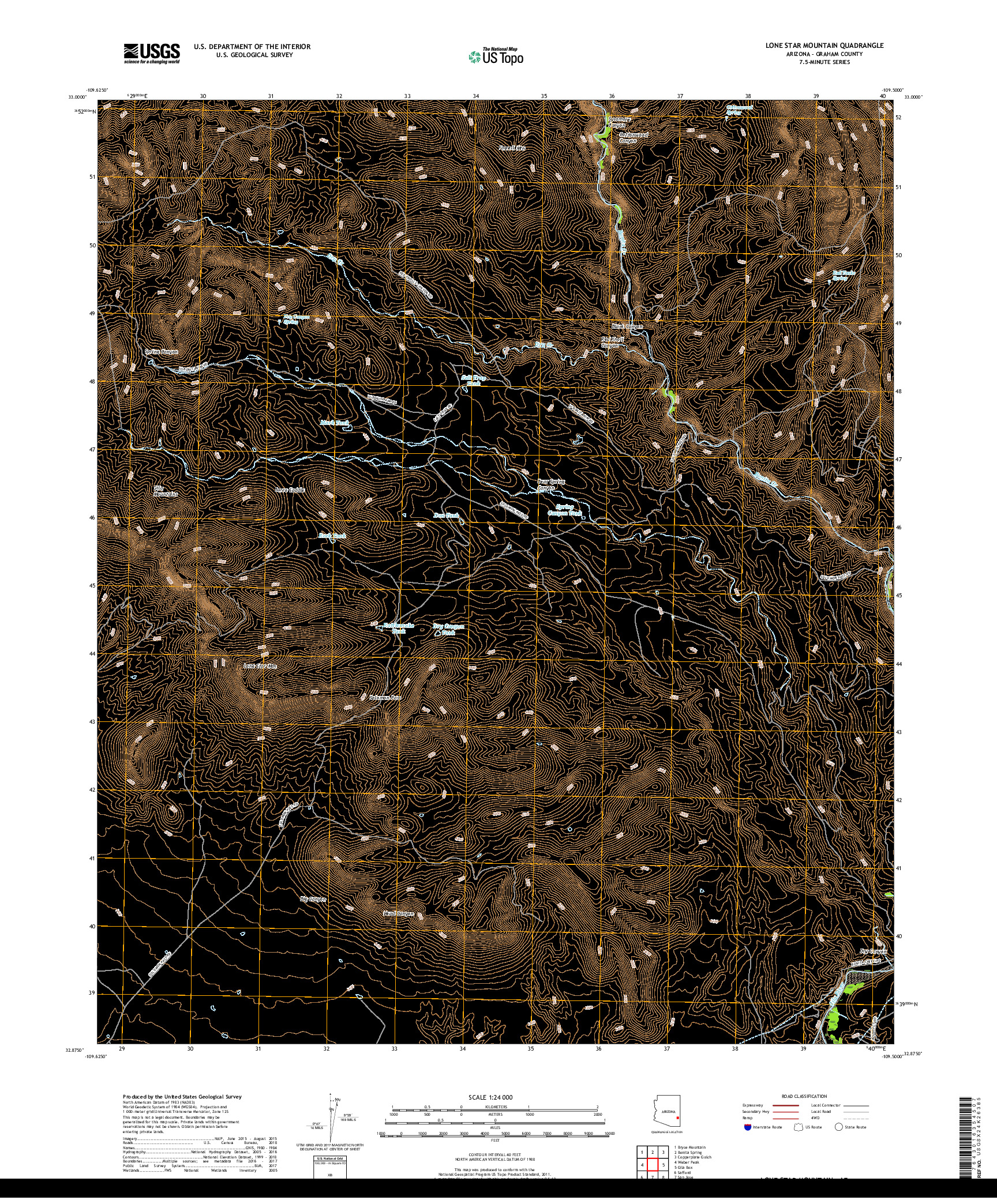 USGS US TOPO 7.5-MINUTE MAP FOR LONE STAR MOUNTAIN, AZ 2018