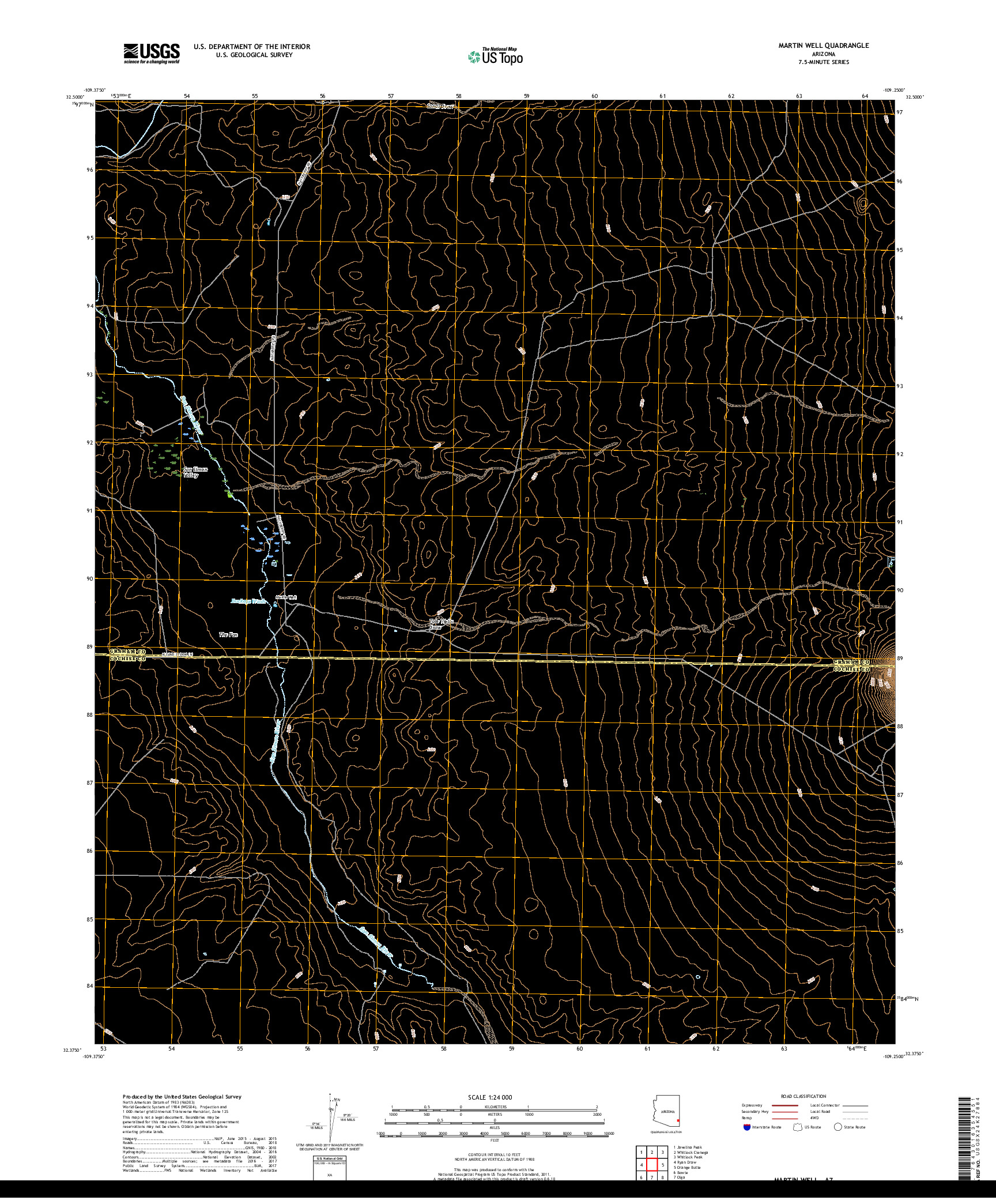 USGS US TOPO 7.5-MINUTE MAP FOR MARTIN WELL, AZ 2018