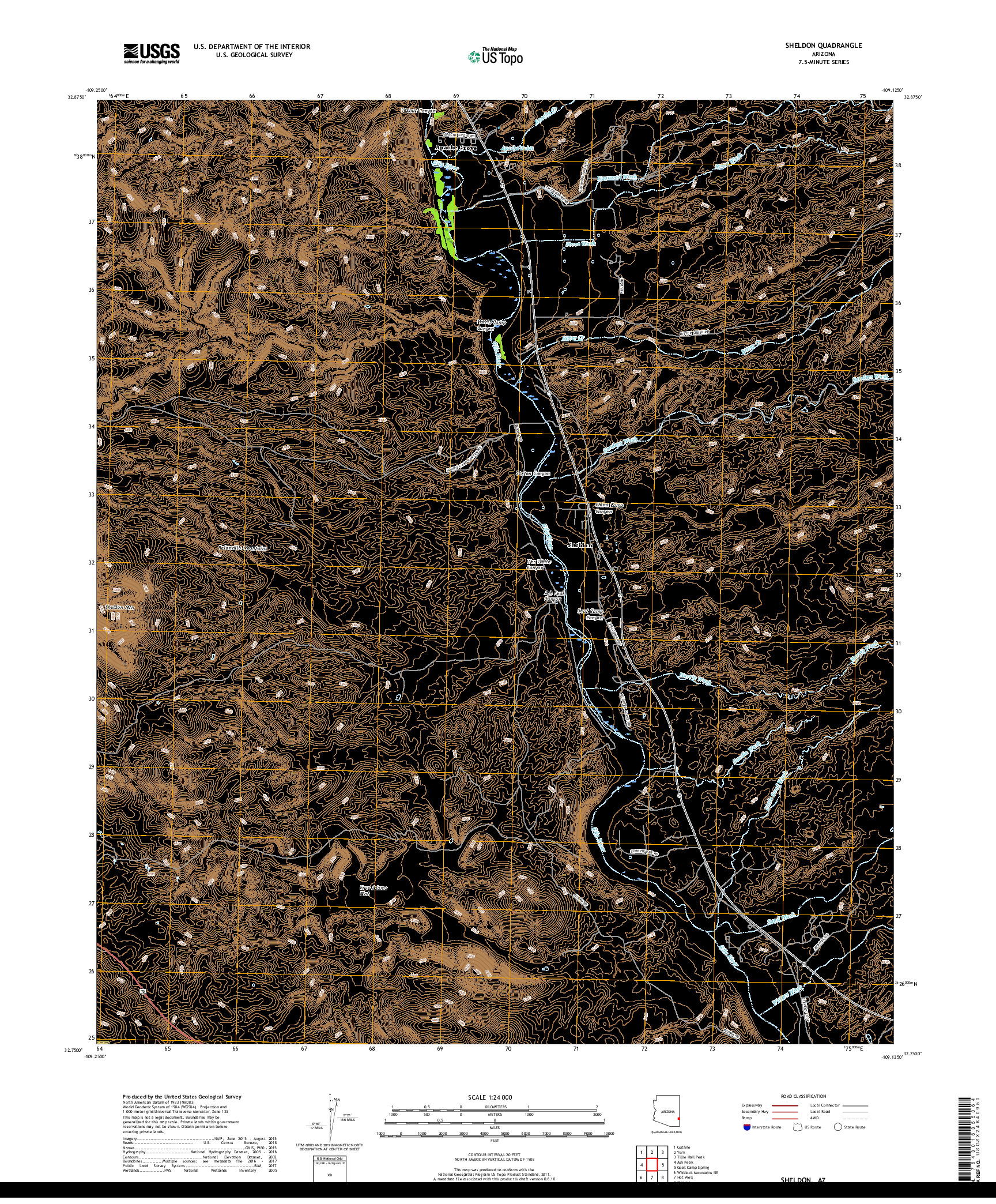 USGS US TOPO 7.5-MINUTE MAP FOR SHELDON, AZ 2018