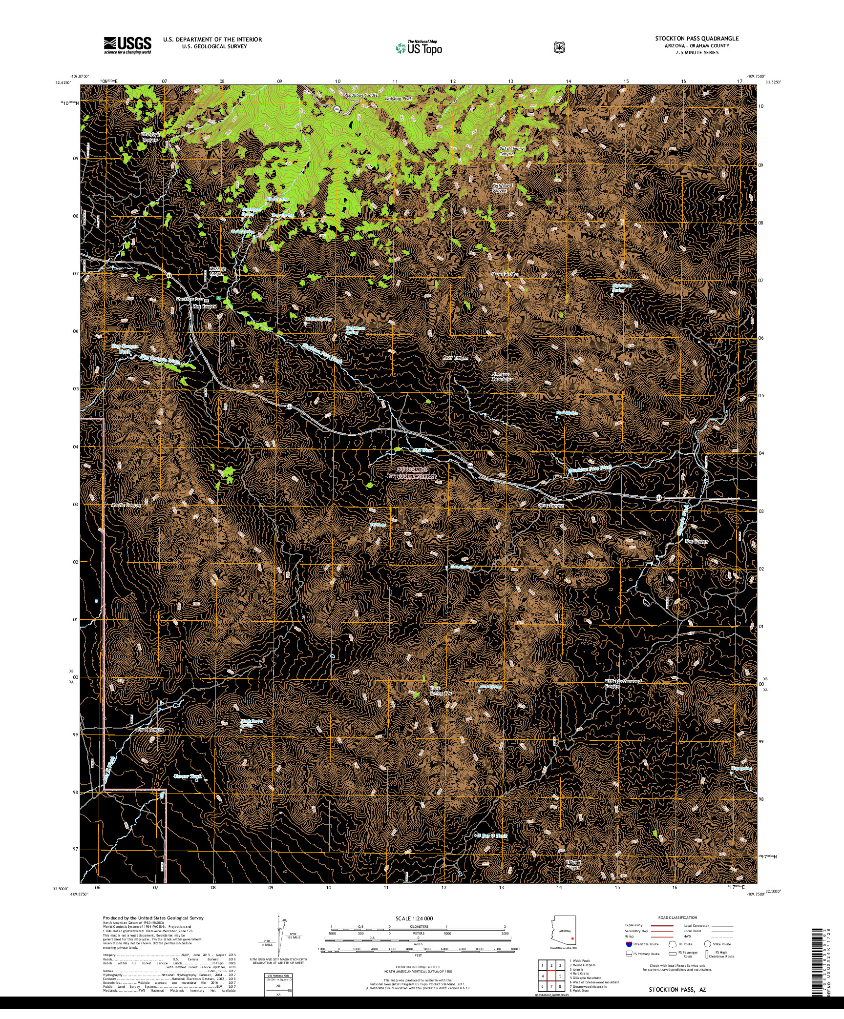USGS US TOPO 7.5-MINUTE MAP FOR STOCKTON PASS, AZ 2018