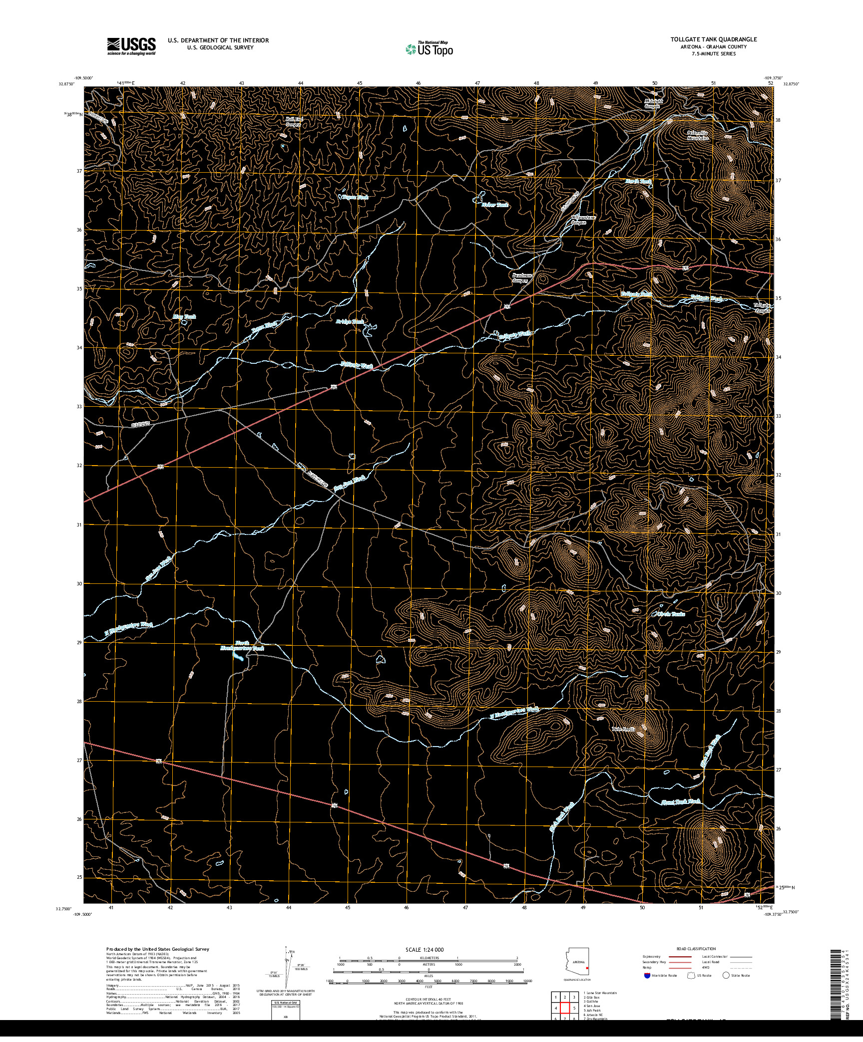 USGS US TOPO 7.5-MINUTE MAP FOR TOLLGATE TANK, AZ 2018