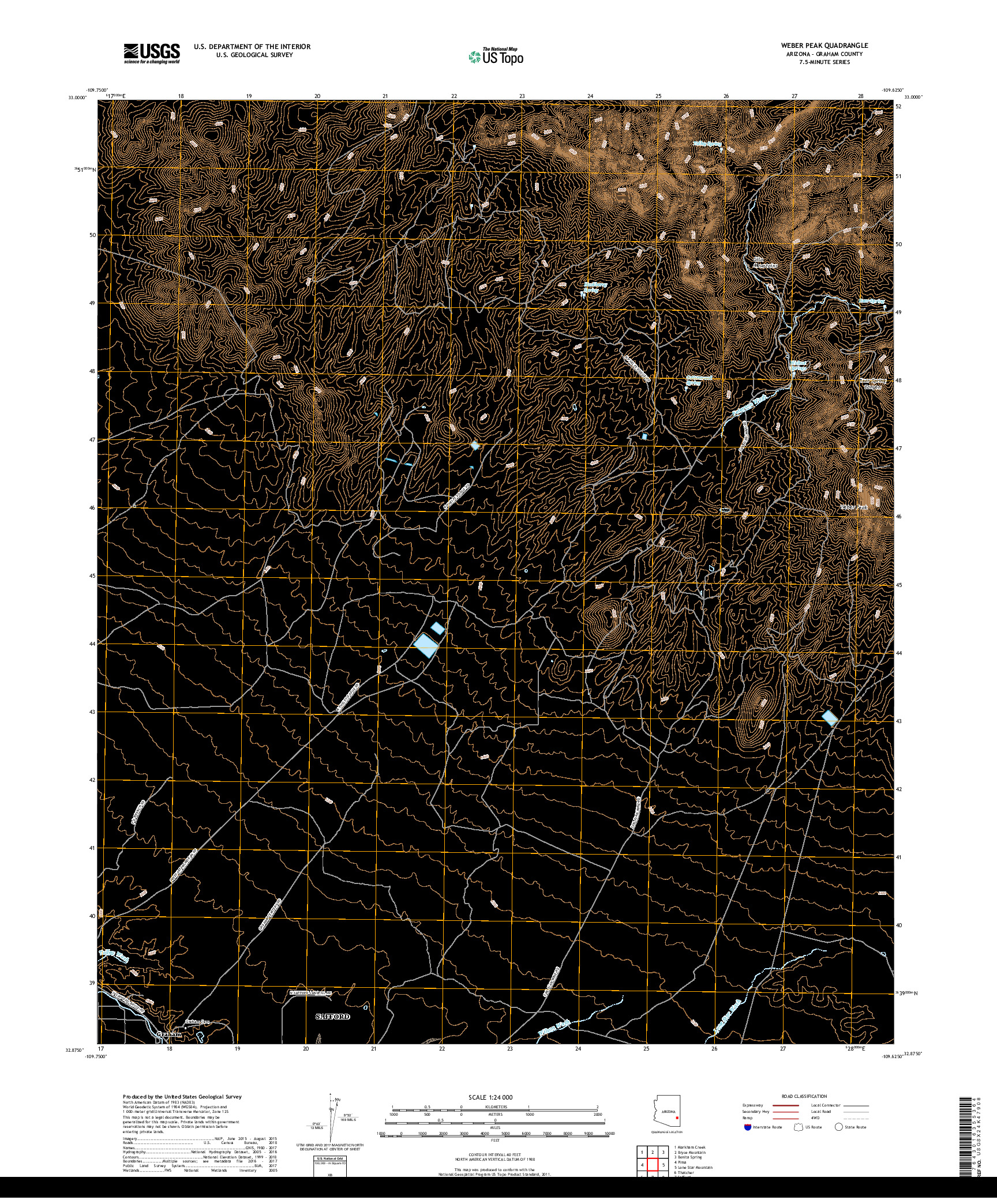 USGS US TOPO 7.5-MINUTE MAP FOR WEBER PEAK, AZ 2018