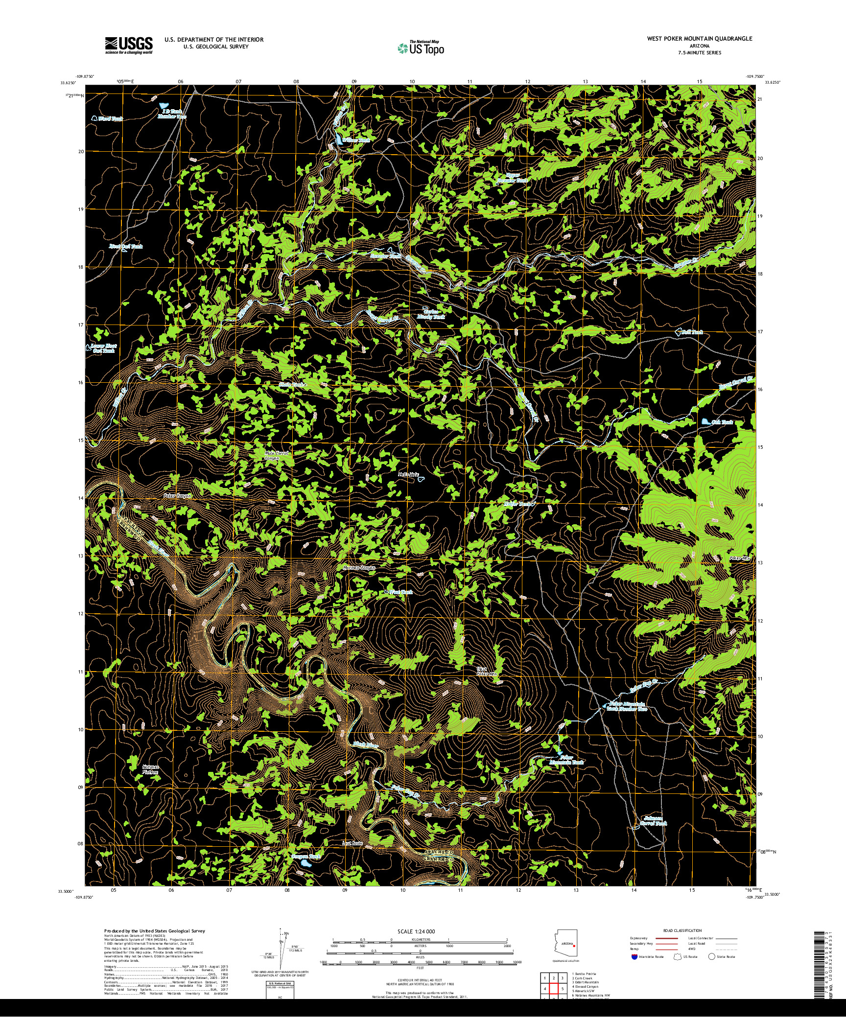 USGS US TOPO 7.5-MINUTE MAP FOR WEST POKER MOUNTAIN, AZ 2018